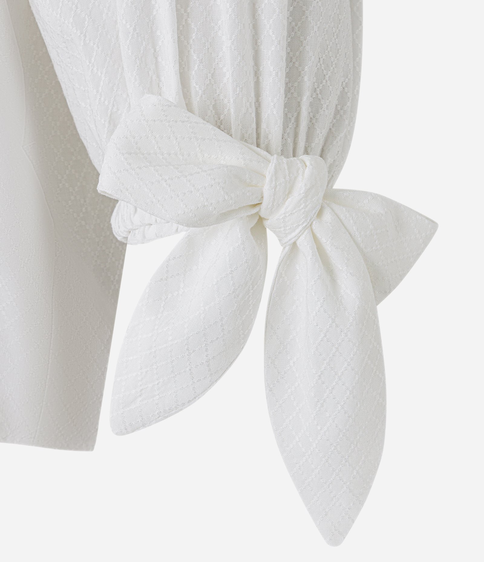 Blusa Alfaiatada em Viscose com Amarração no Punho Off White 7