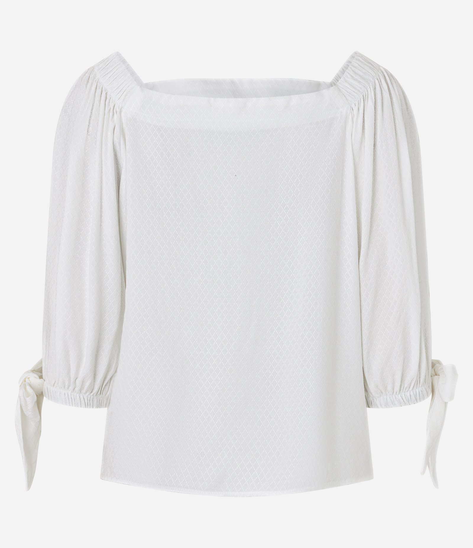 Blusa Alfaiatada em Viscose com Amarração no Punho Off White 8