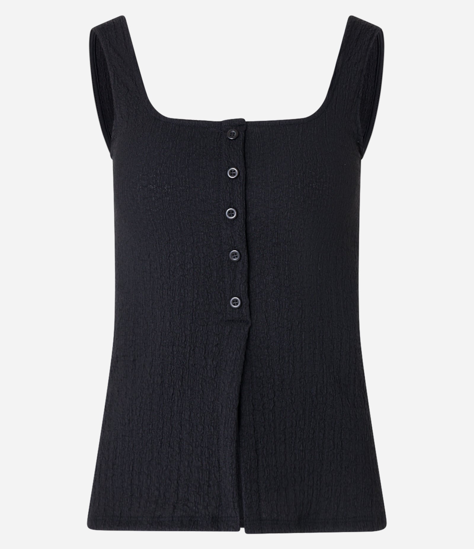 Blusa Regata Texturizada com Botões Preto 4