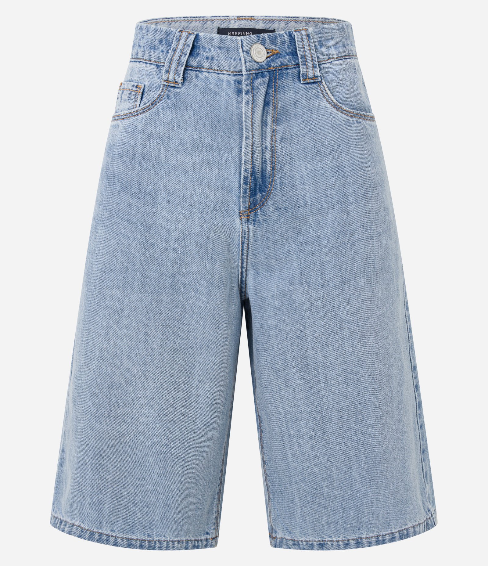 Bermuda Jorts Cintura Alta em Jeans com Bolsos Claro 7
