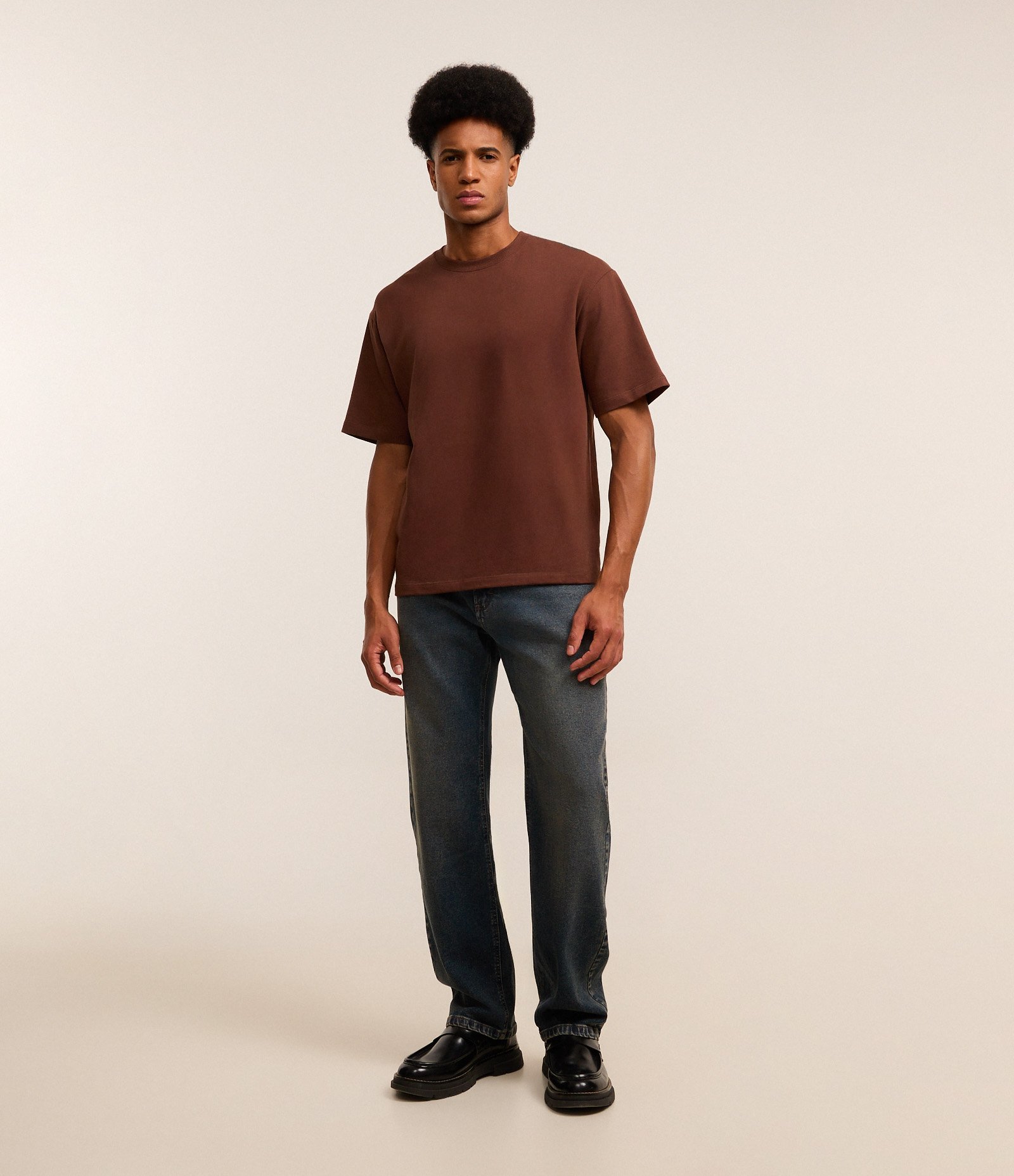 Camiseta Boxy em Ultra Cotton com Gola Redonda Marrom 2