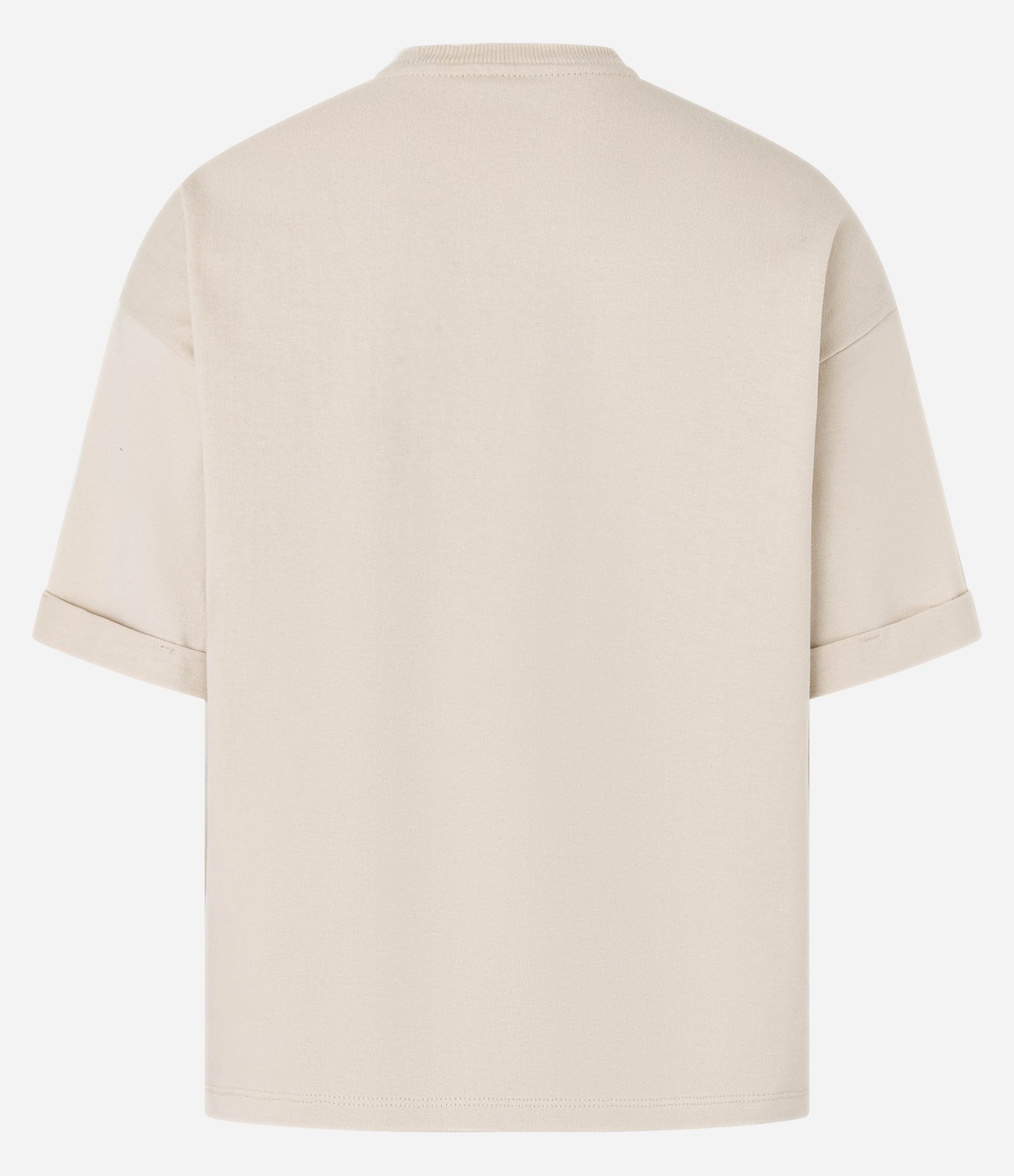 Camiseta Oversized em Algodão com Manga Dobrada Bege 5
