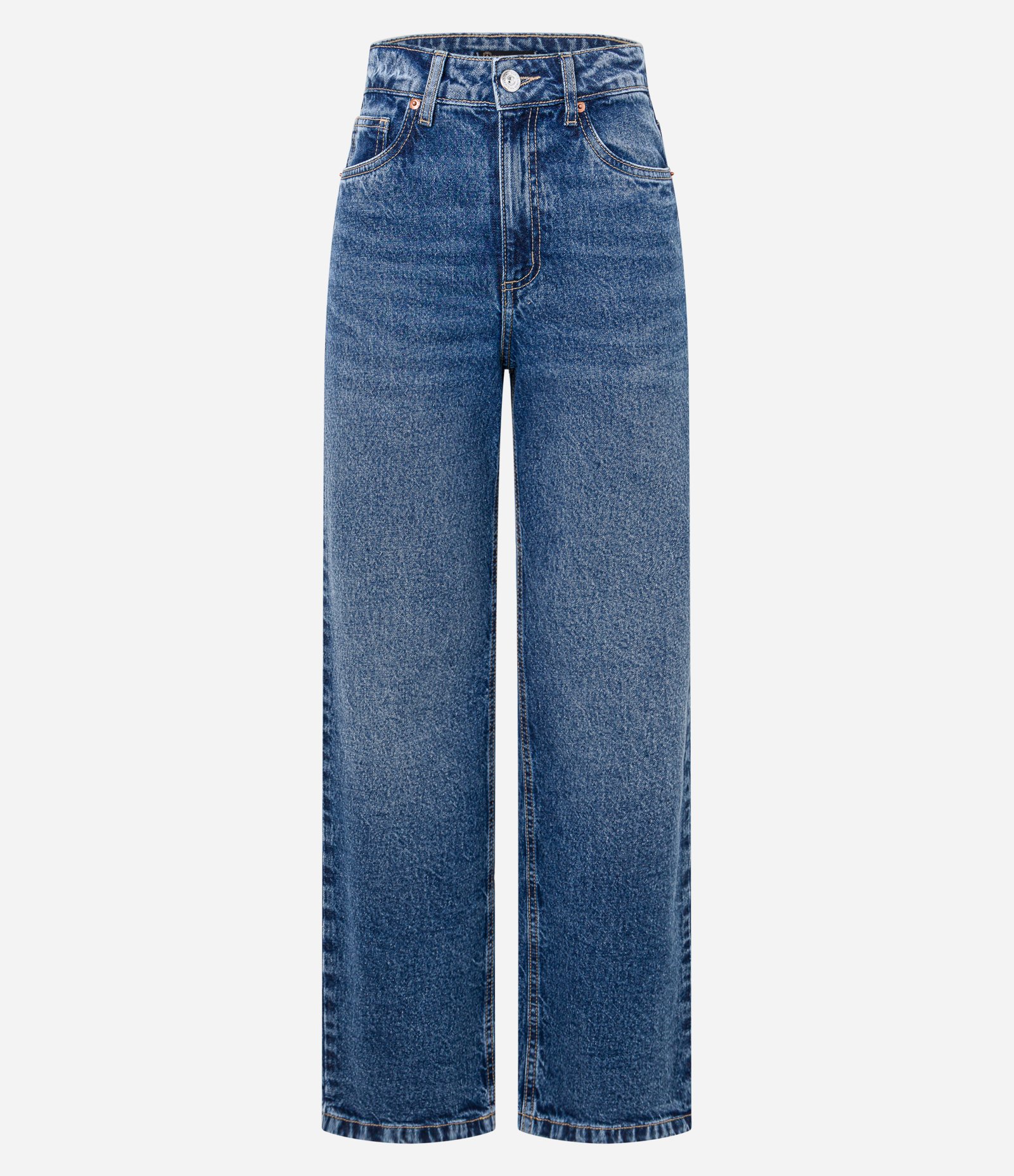 Calça Reta Comfort Cintura Alta em Jeans com Bolsos Médio 5