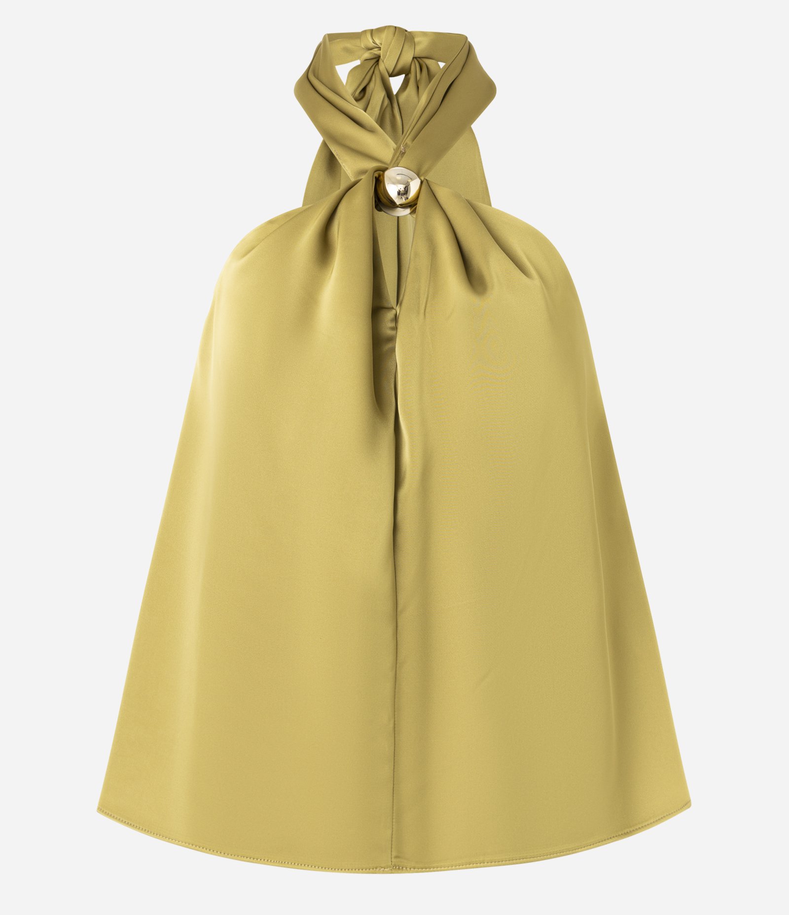 Blusa Frente Única Acetinada com Detalhe de Metal na Gola Verde 7