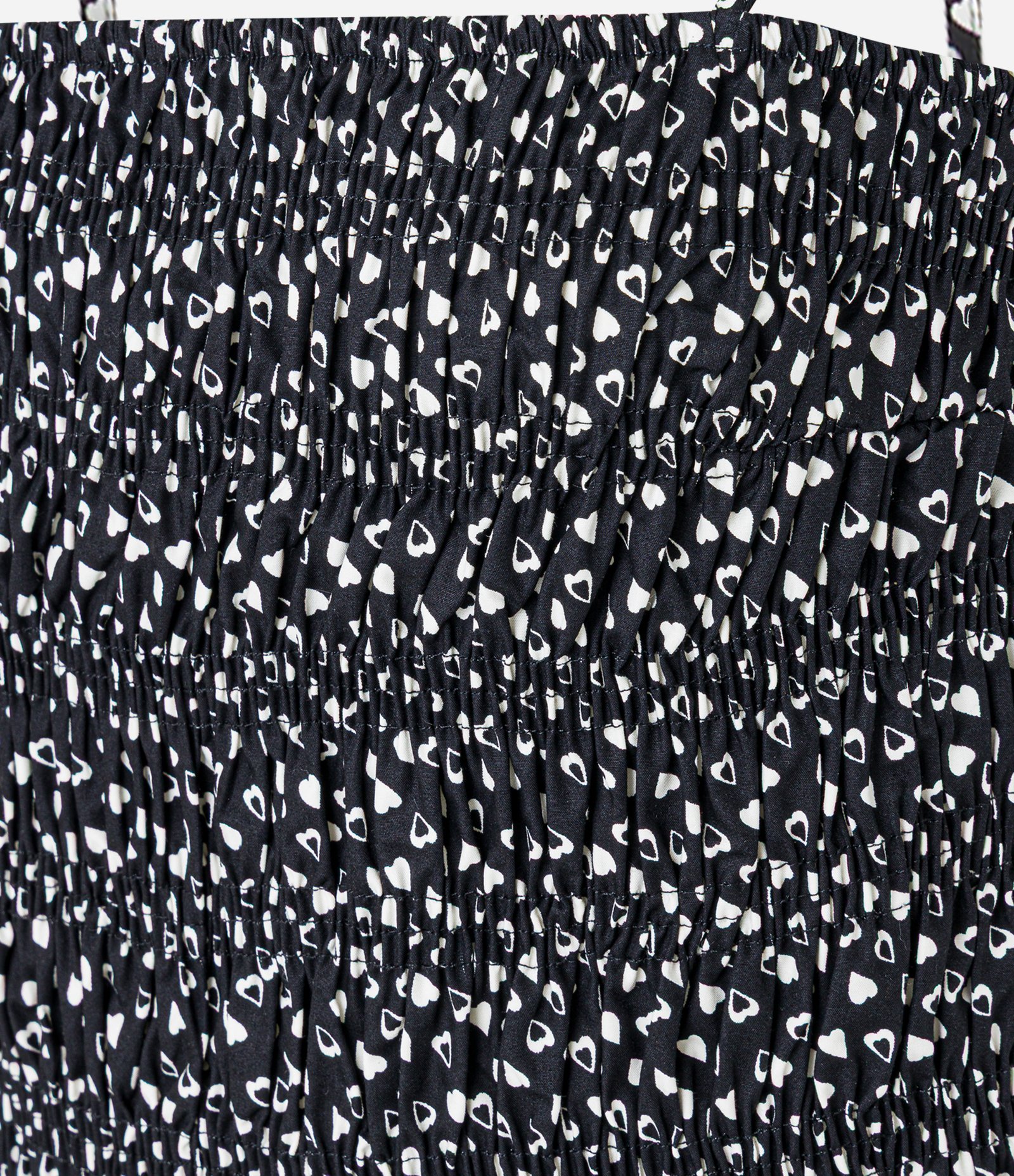 Vestido Evasê Midi em Tricoline com Lastex e Estampa Corações Preto 7