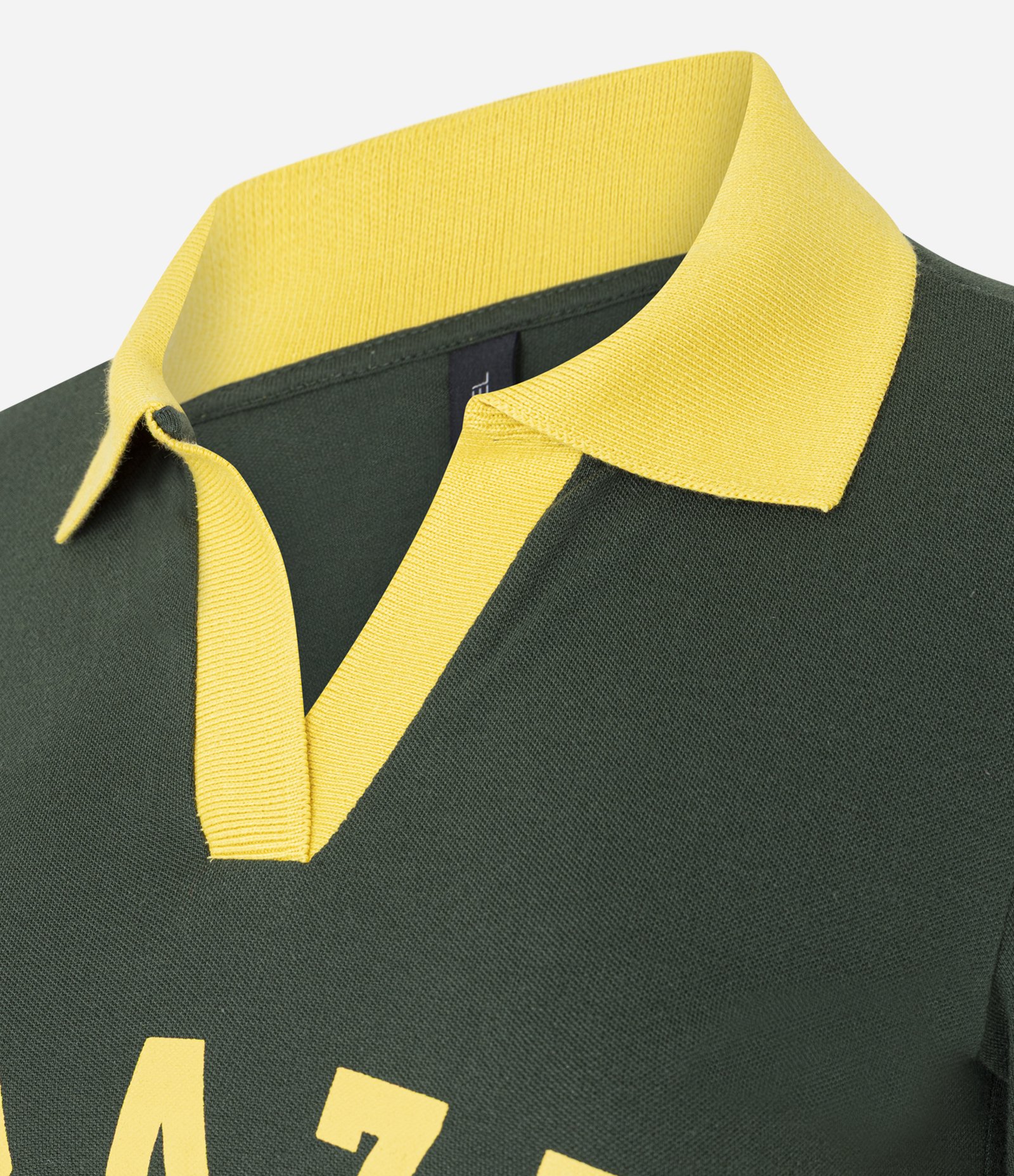 Blusa Polo em Piquet Bicolor com Estampa Brazil Verde 6