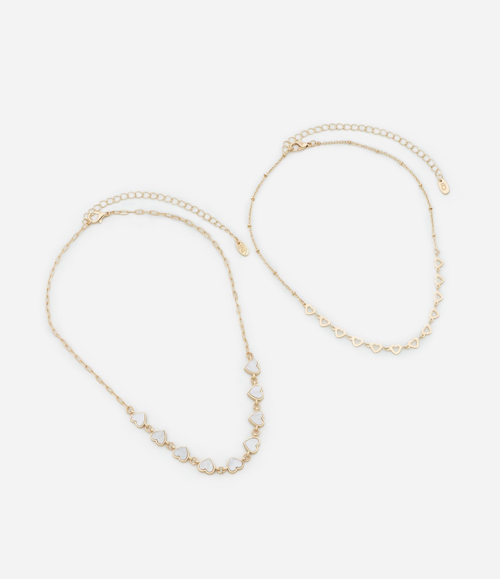 Colar Camadas com Corações Vazados e Esmaltados Dourado 2