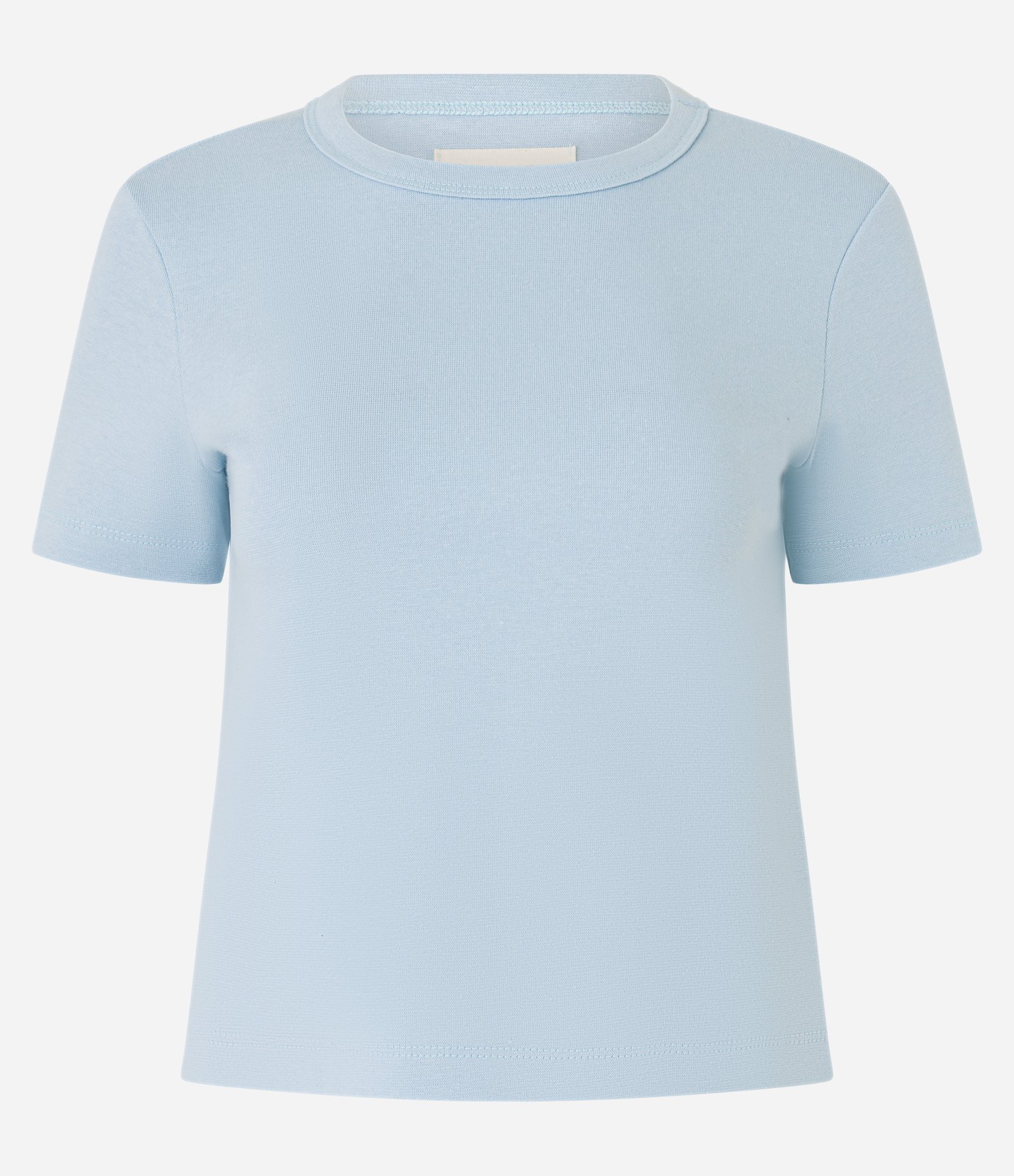 Blusa Básica Ajustada em Ribana com Gola Redonda Azul Bebê 5