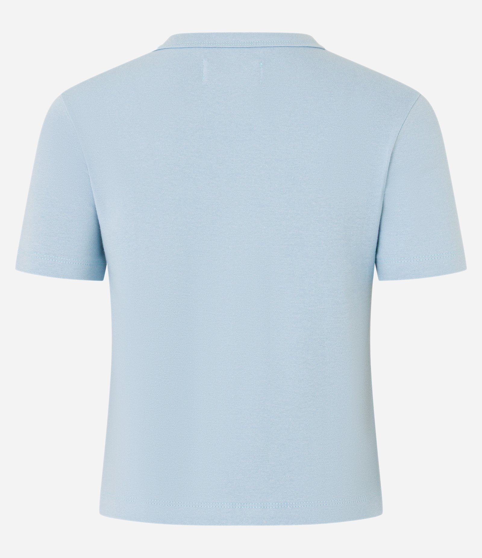 Blusa Básica Ajustada em Ribana com Gola Redonda Azul Bebê 6