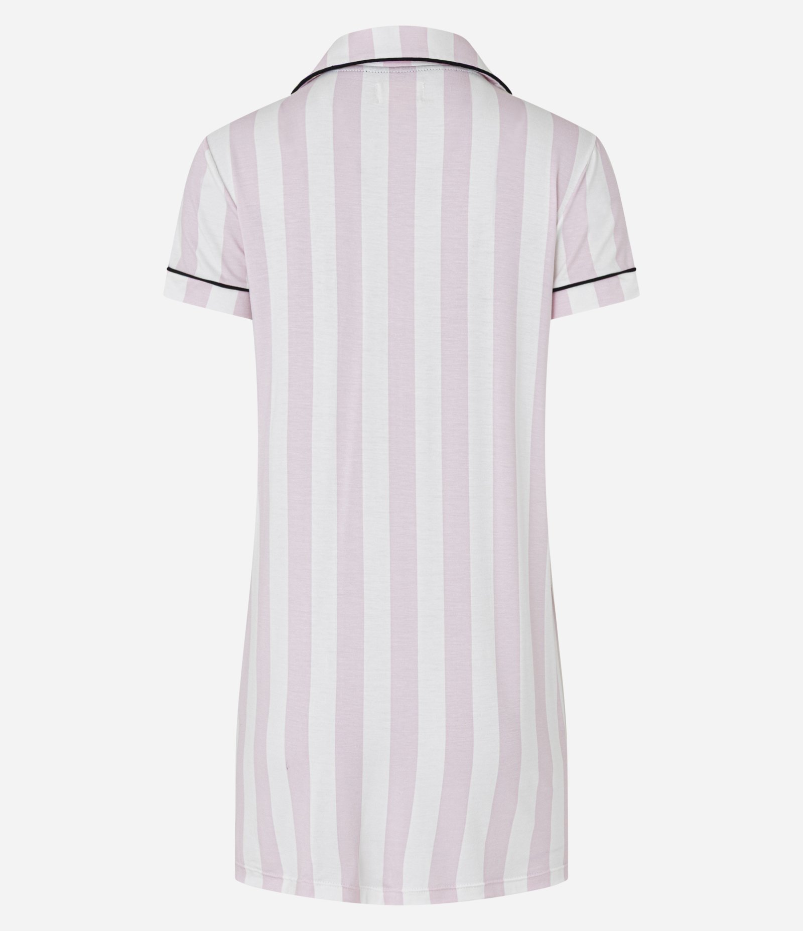 Camisola Americana em Viscose com Estampa Listrada e Detalhes Contrastantes Rosa 4