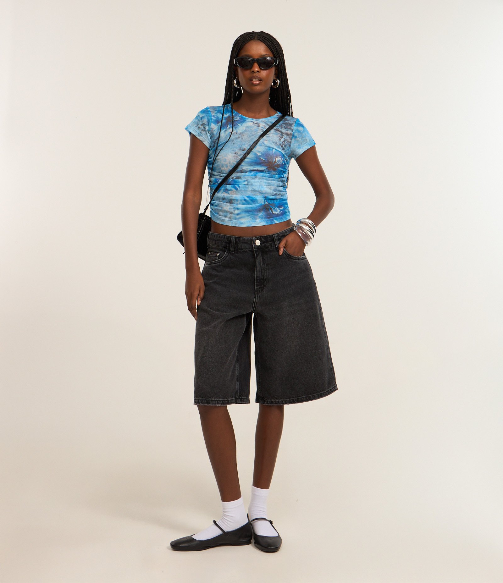 Bermuda Jorts em Jeans com Bolsos Preto 1