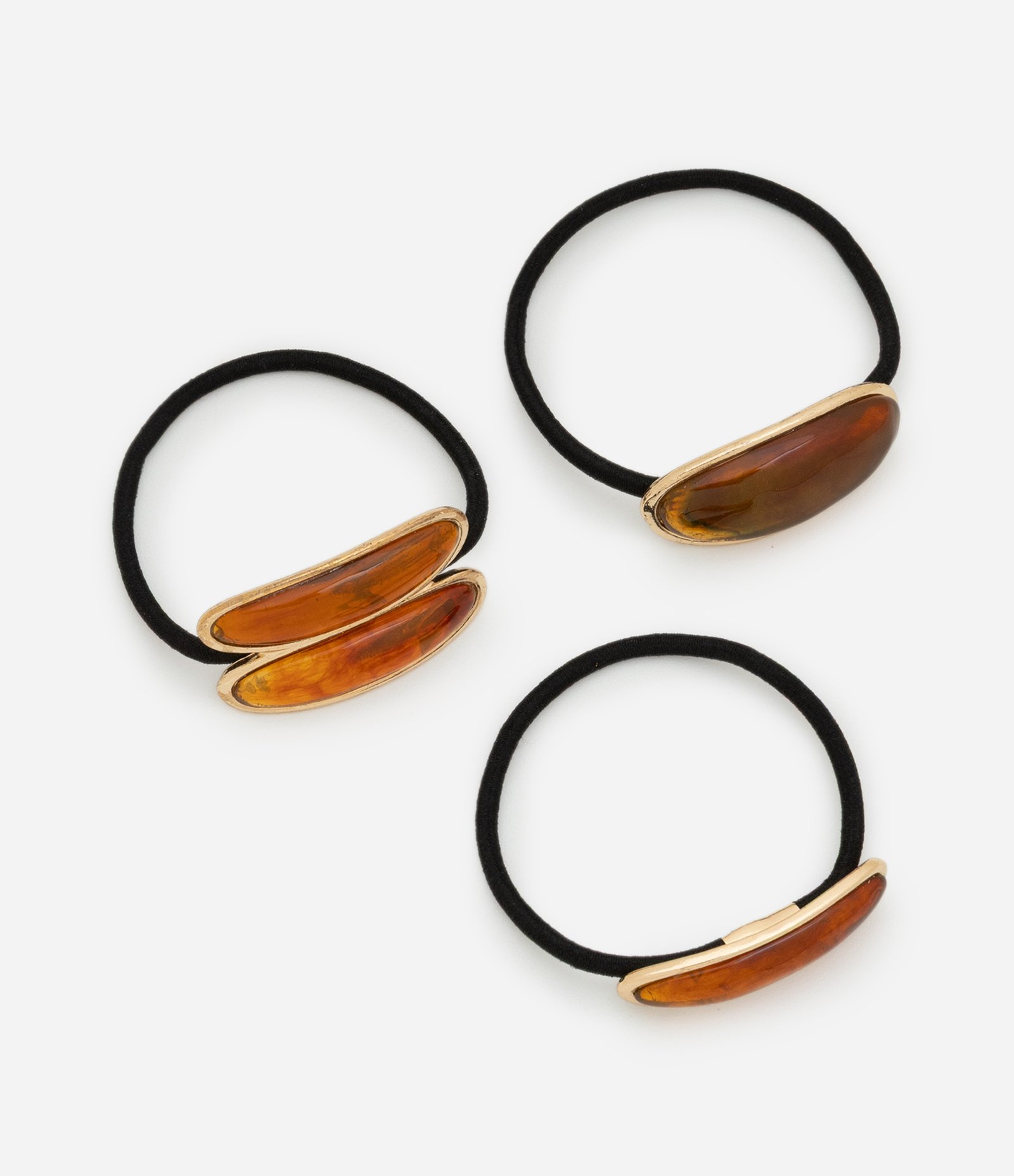 Kit 03 Elásticos De Cabelo com Aviamento em Resina Marrom 2