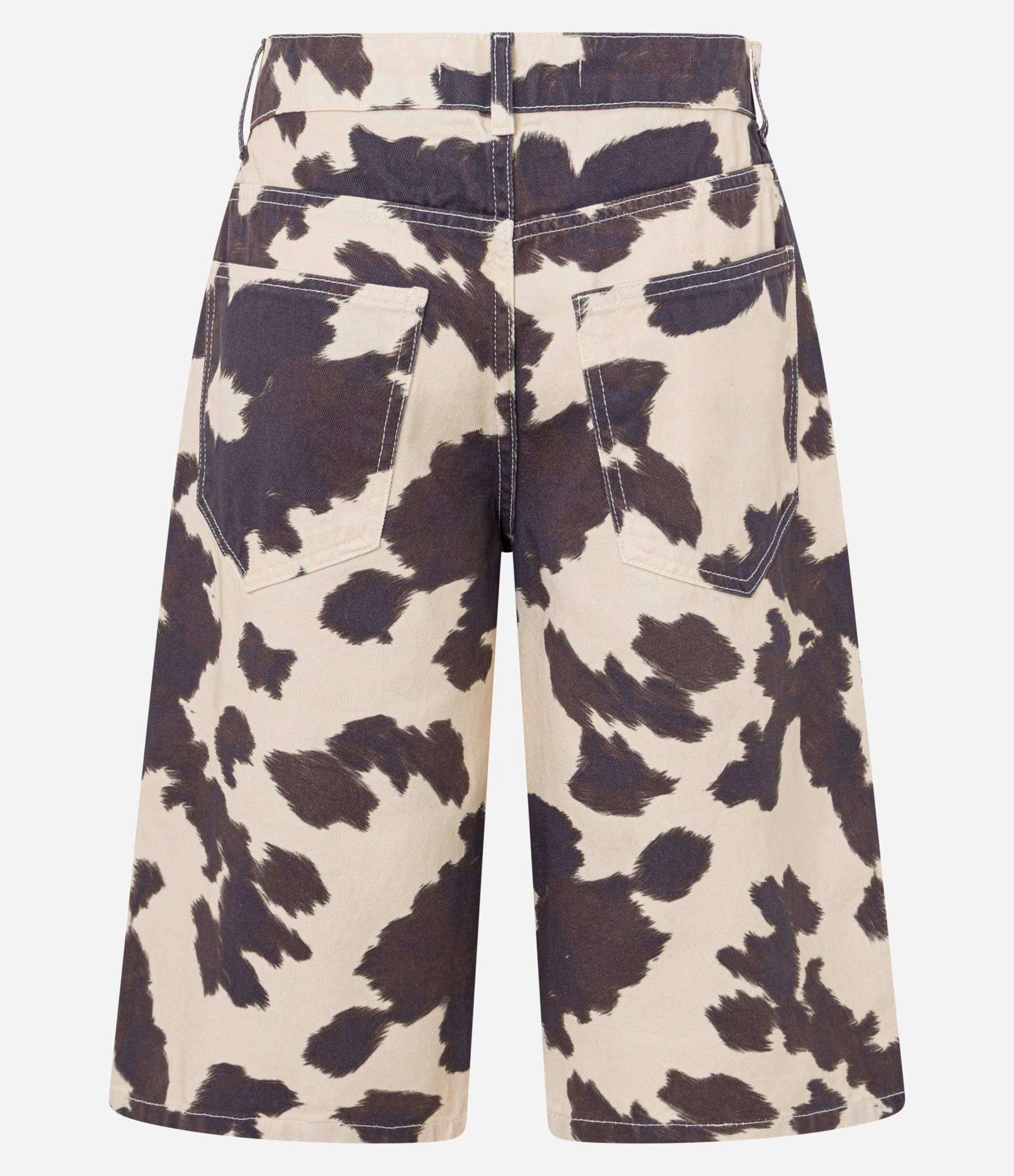 Bermuda Jorts em Sarja Estampada Animal Print Vaca Bege/Marrom 7