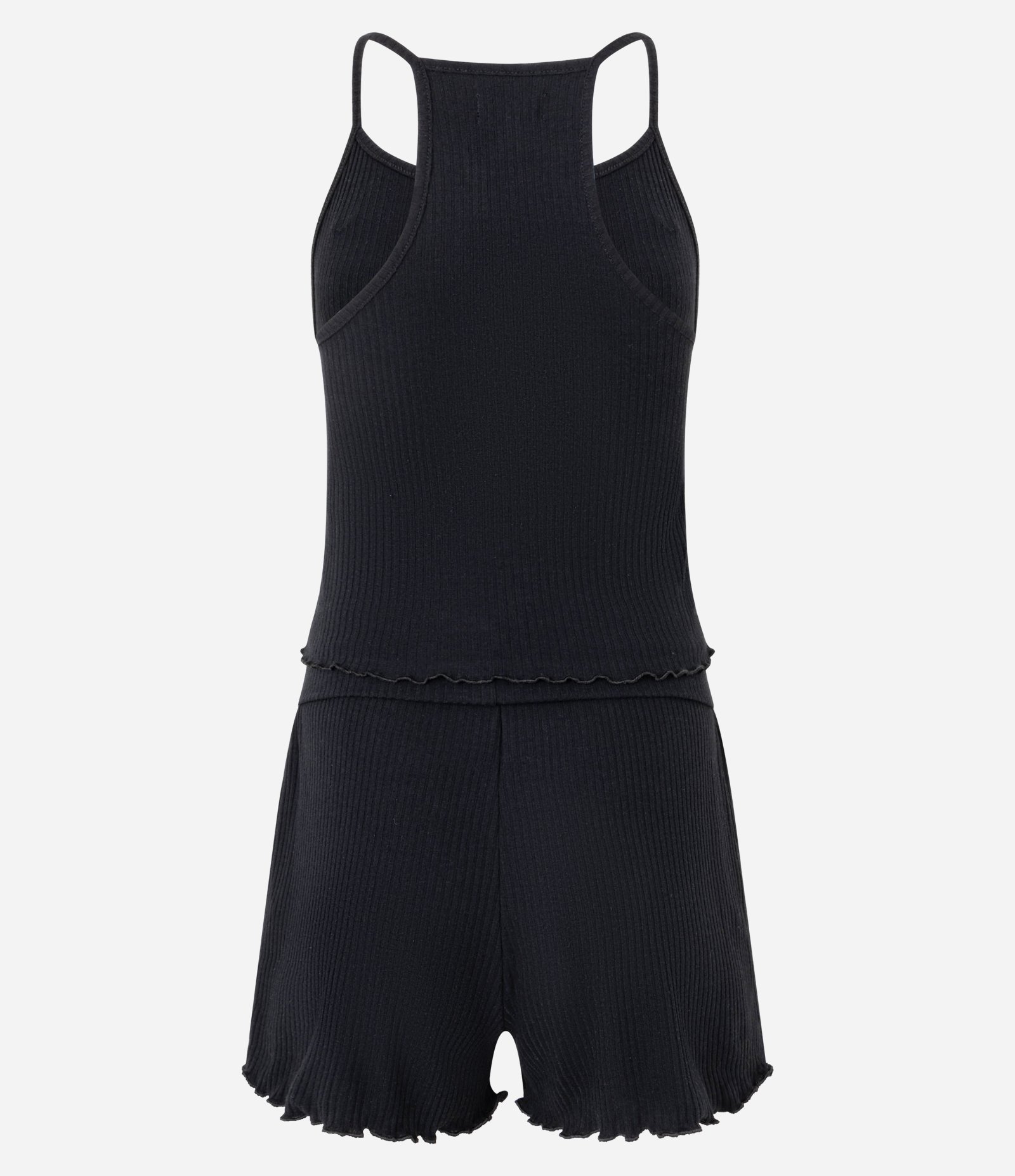 Pijama Short Doll em Ribana com Alcinha e Aplicação de Lacinhos Preto 8