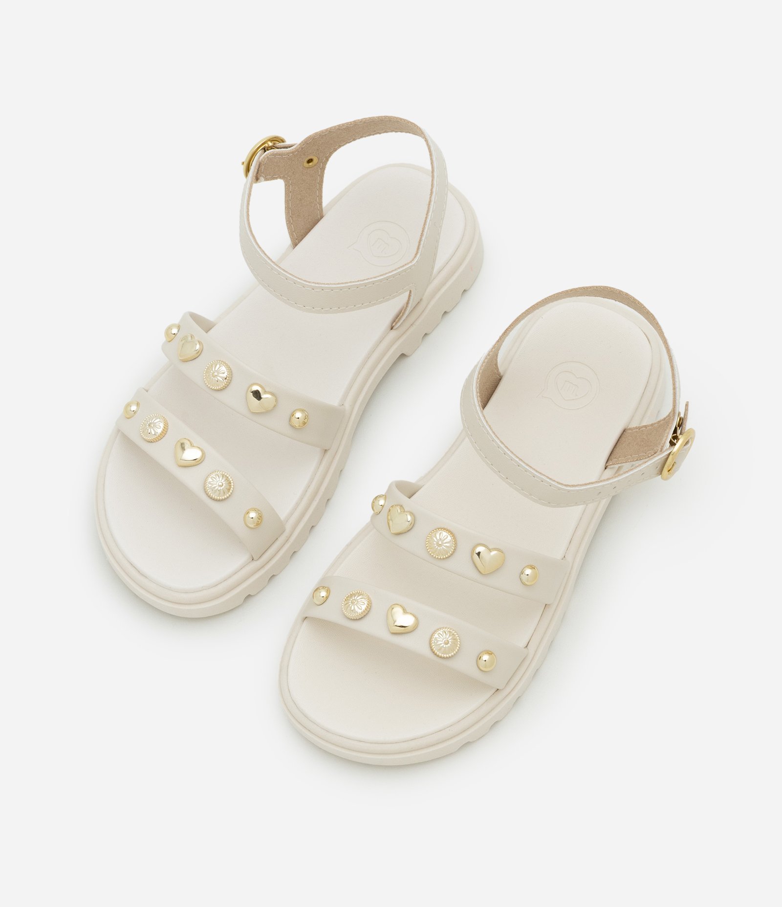 Sandália Infantil Tratorada com Tachinhas Aplicadas - Tam 28 ao 34 Off White 3