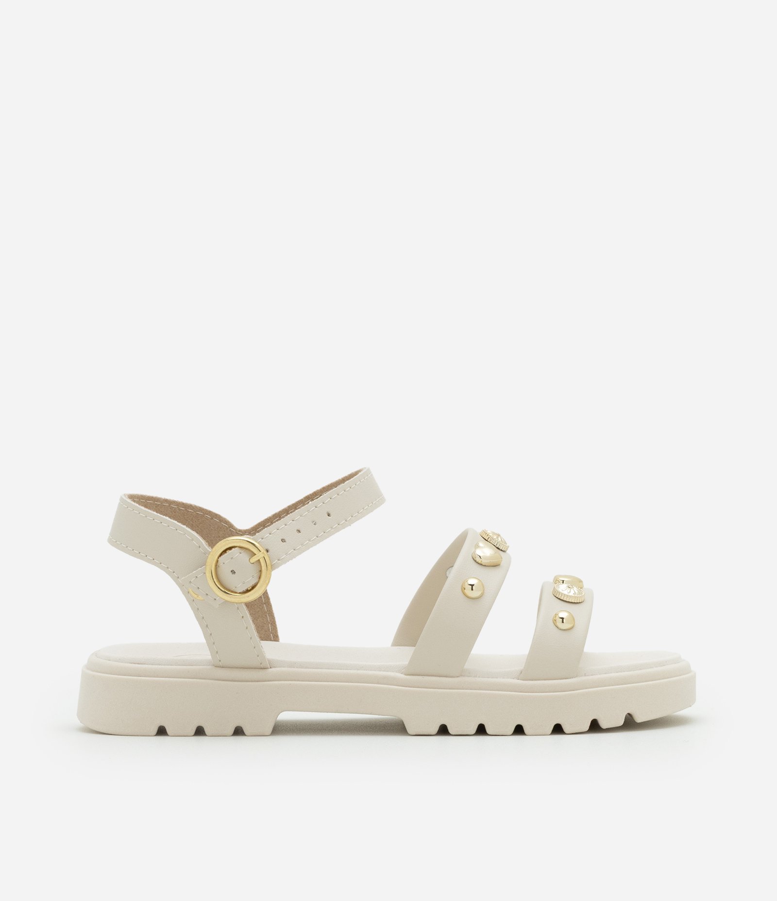 Sandália Infantil Tratorada com Tachinhas Aplicadas - Tam 28 ao 34 Off White 6