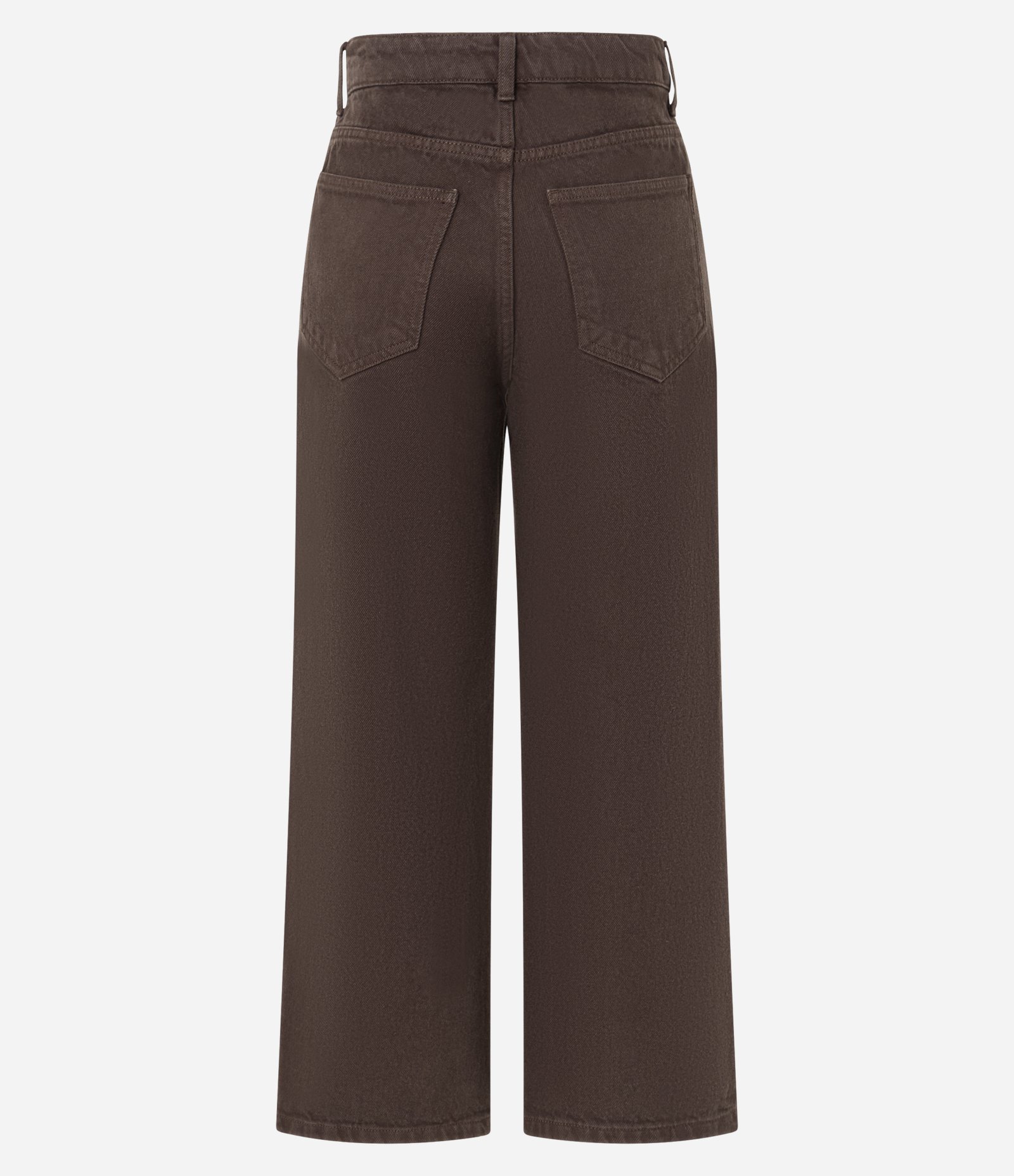 Calça Reta Cropped em Sarja com Passantes no Cós Marrom 6