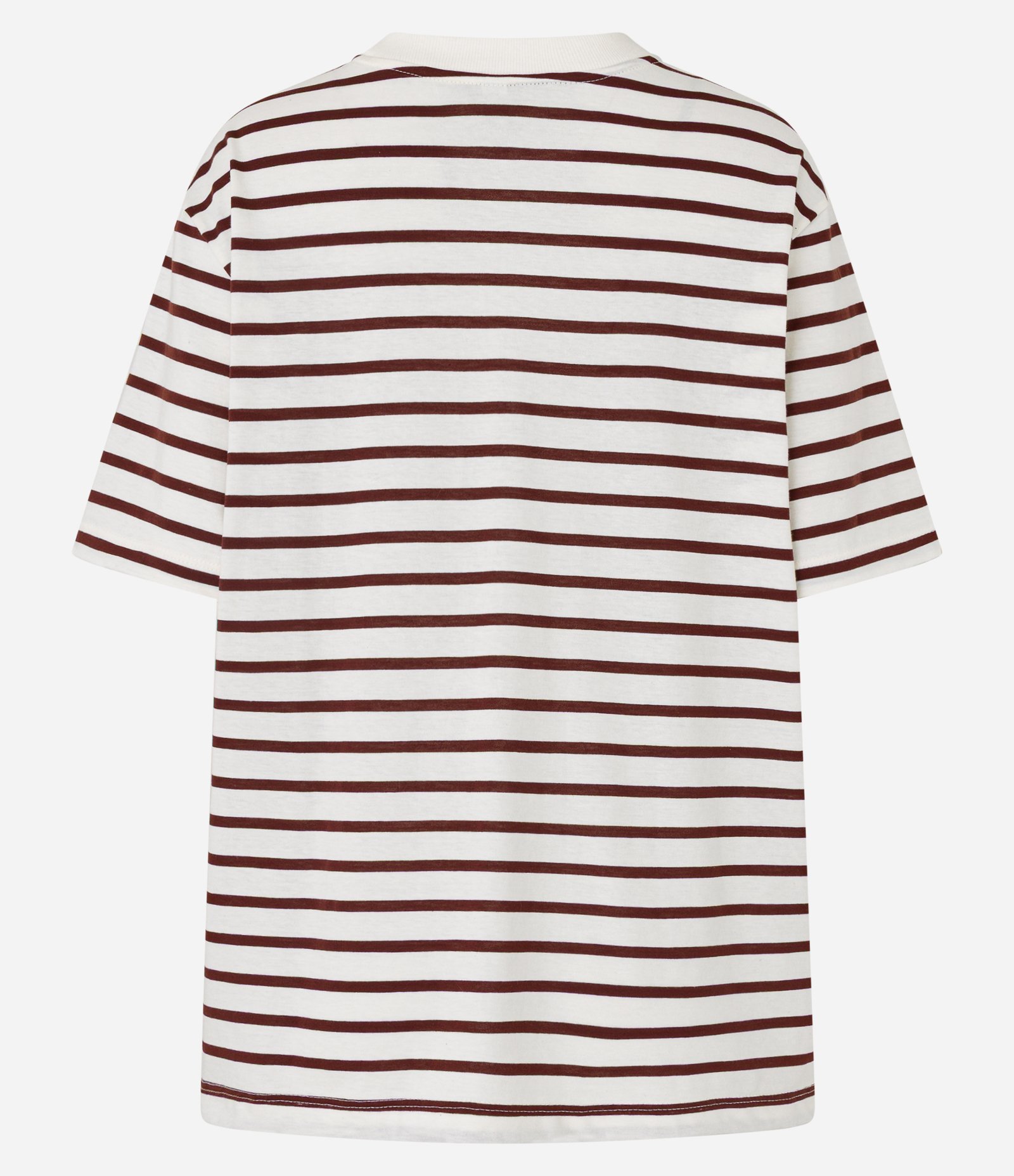 Camiseta Oversized em Algodão com Estampa Listrada Off White/Marrom 5