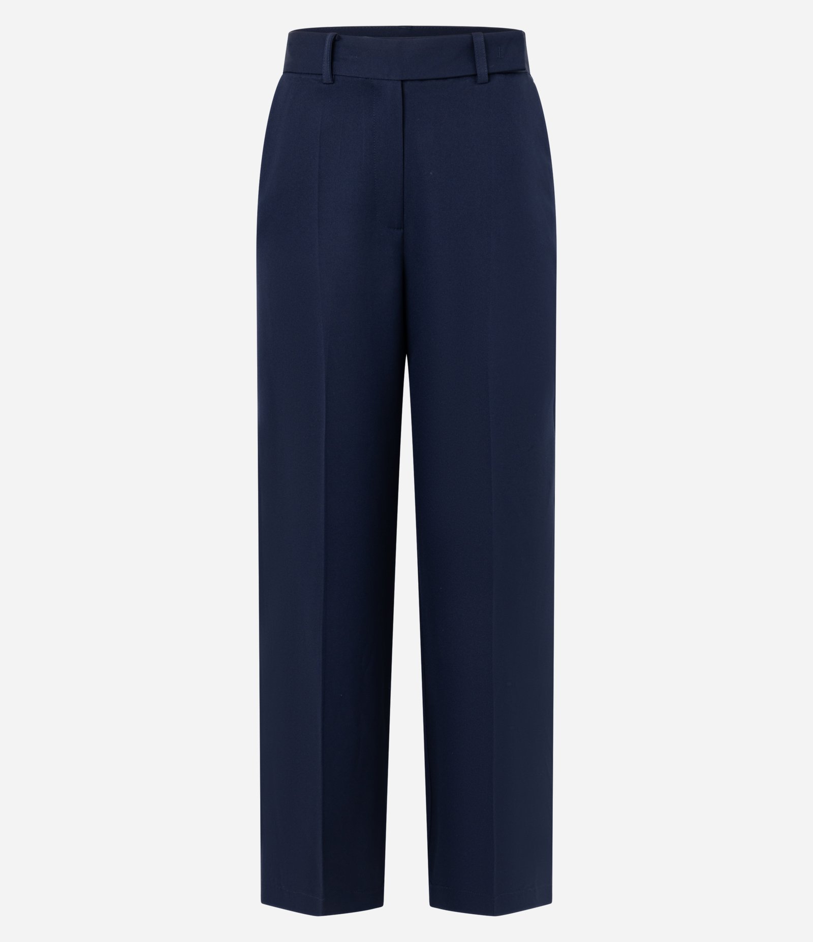 Calça Pantalona Alfaiatada com Passantes e Frisos Azul Marinho 5