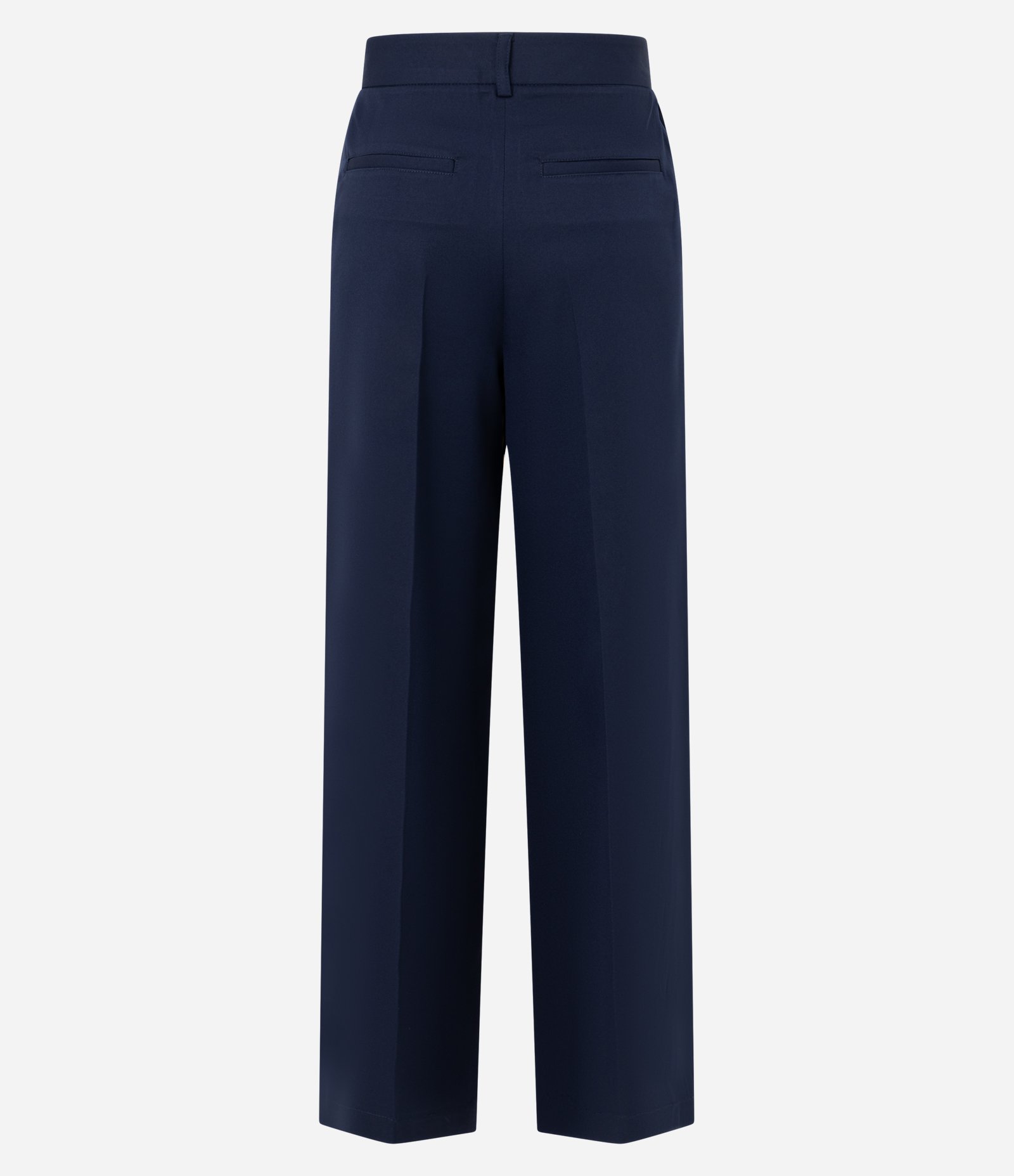 Calça Pantalona Alfaiatada com Passantes e Frisos Azul Marinho 6