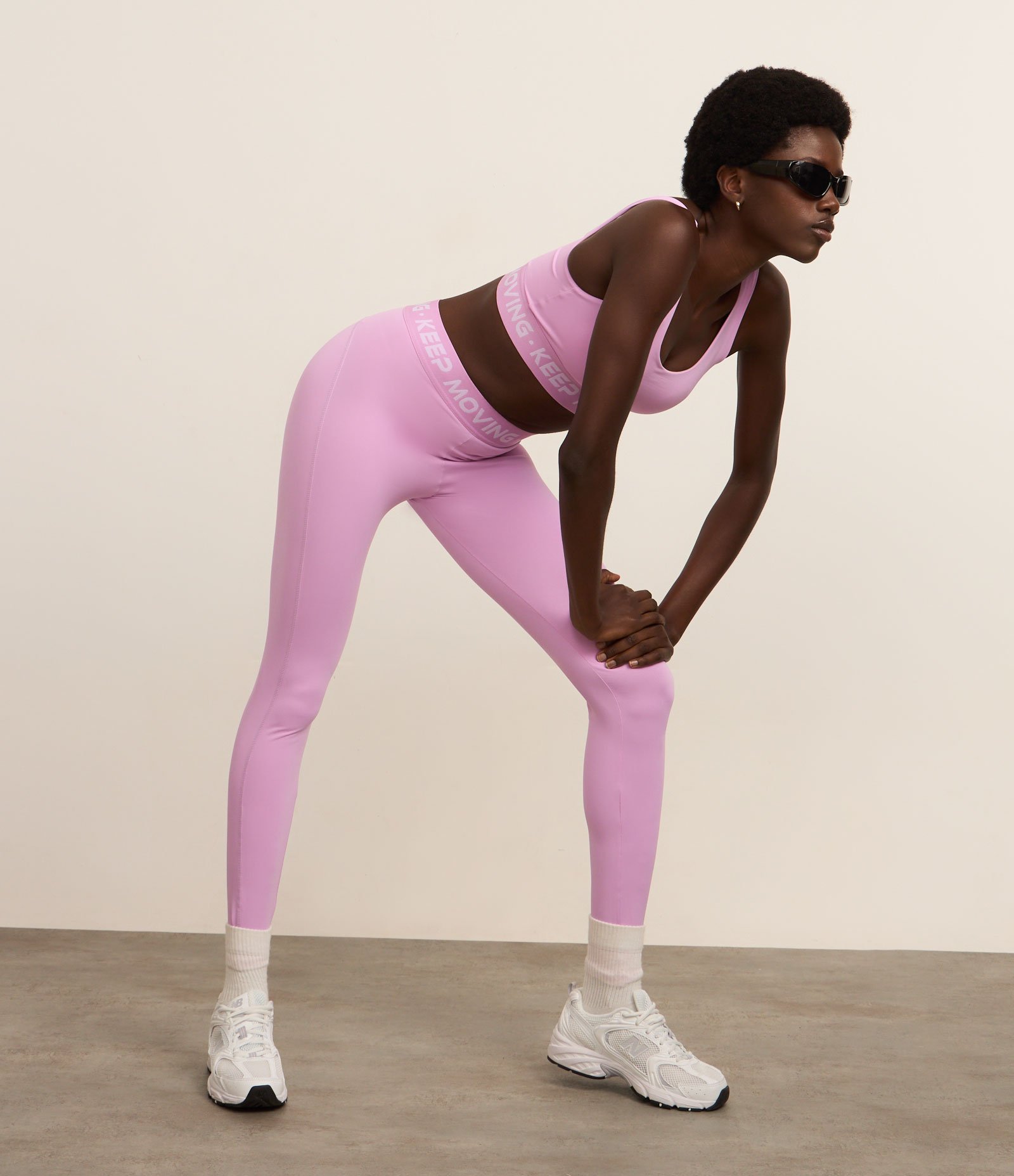 Calça Legging Esportiva em Microfibra com Cós Elástico Keep Mooving Lilás 1