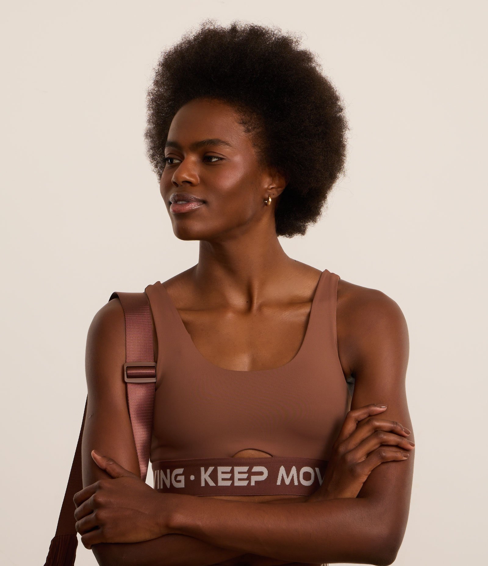 Top Esportivo em Microfibra com Bojo Removível e Elástico Keep Moving Marrom 1