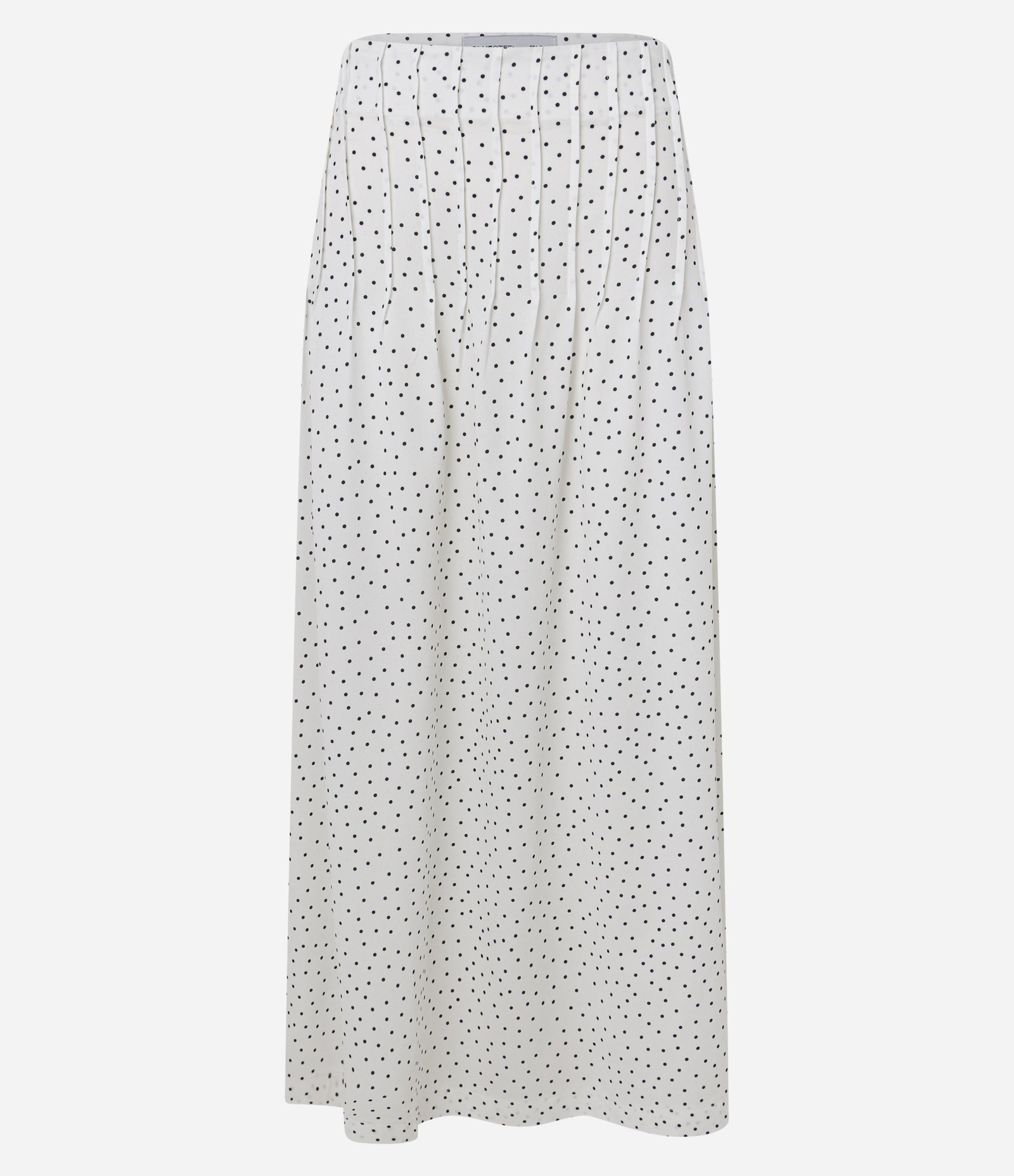 Saia Longa em Crepe Poá com Pregas e Zíper Branco 5