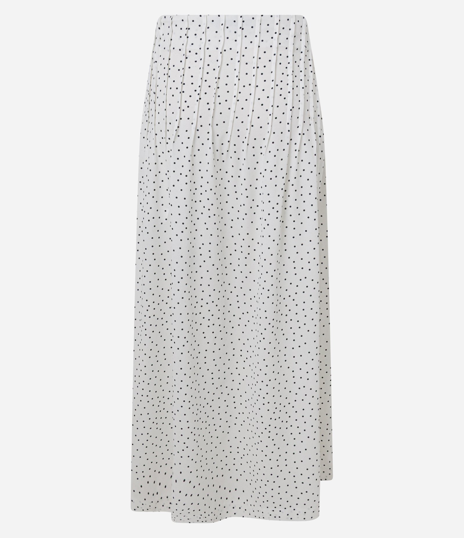 Saia Longa em Crepe Poá com Pregas e Zíper Branco 6