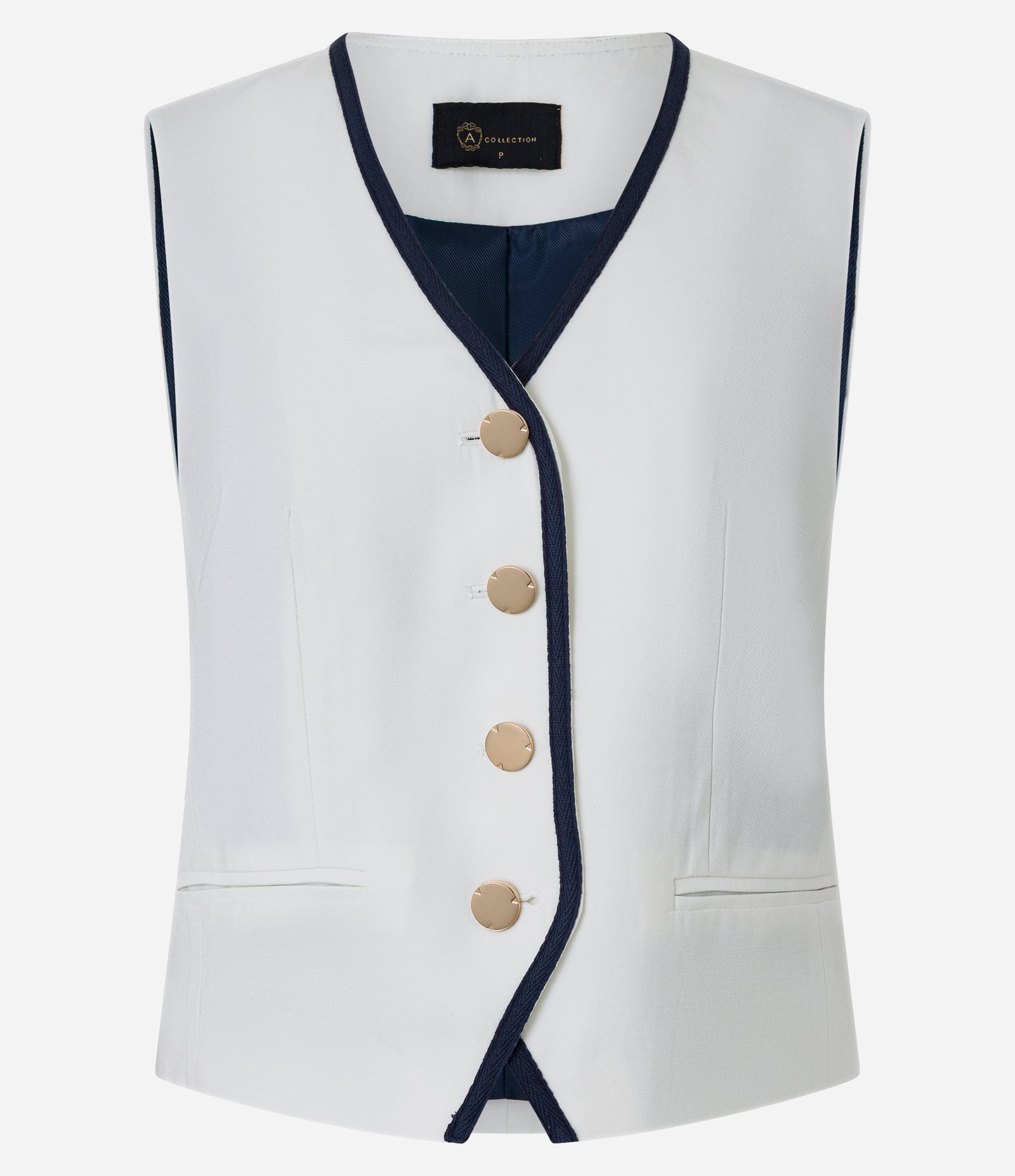 Colete em Viscolinho com Contraste na Gola e Vista Branco 5