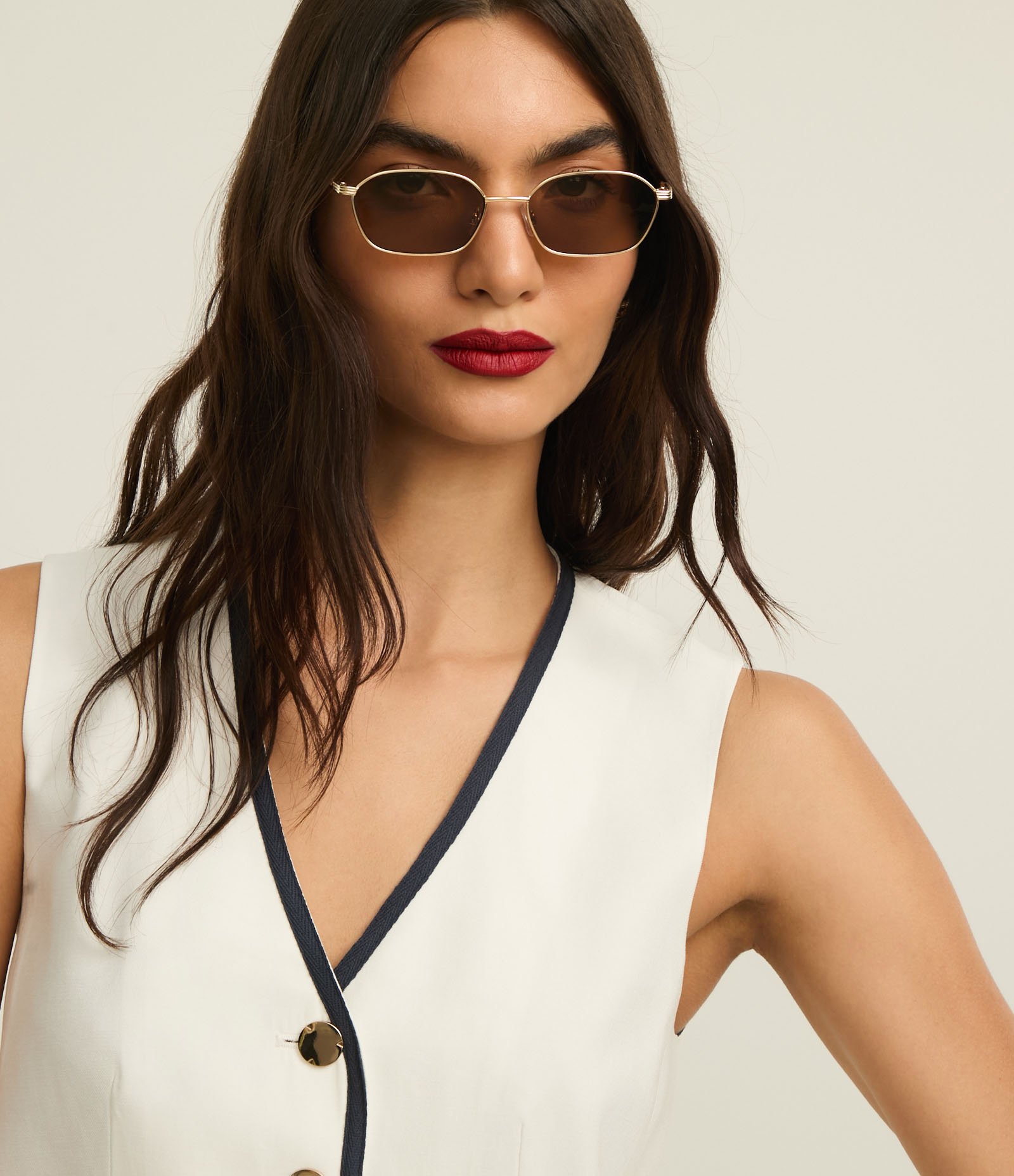 Colete em Viscolinho com Contraste na Gola e Vista Branco 4