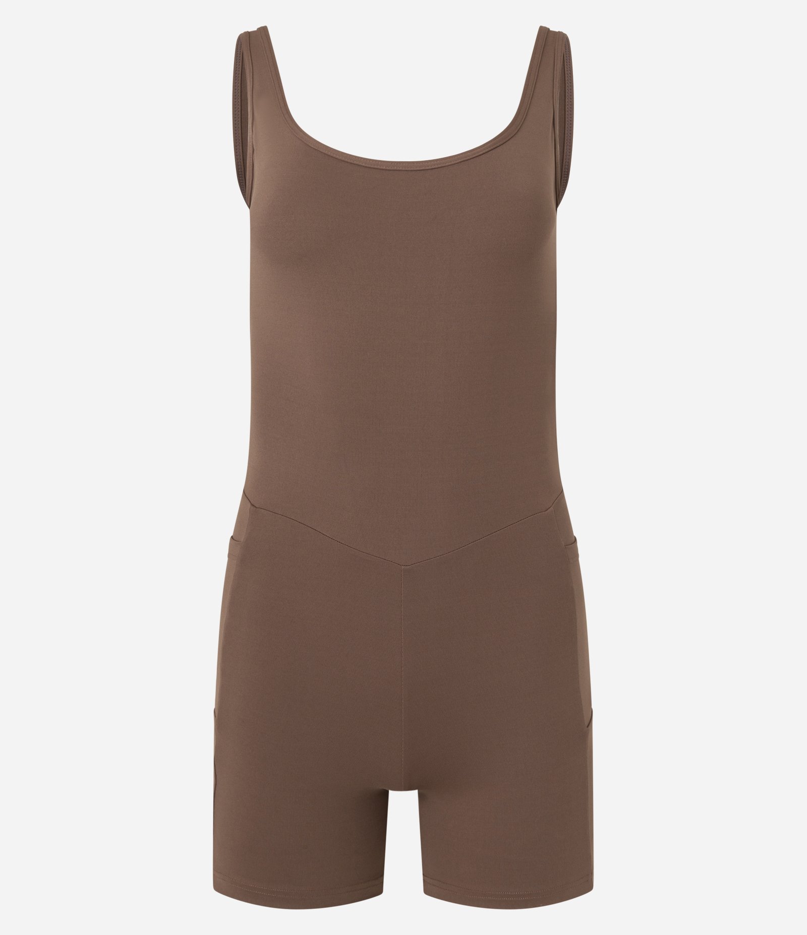 Macaquinho Esportivo em Microfibra com Bolsos Marrom 5