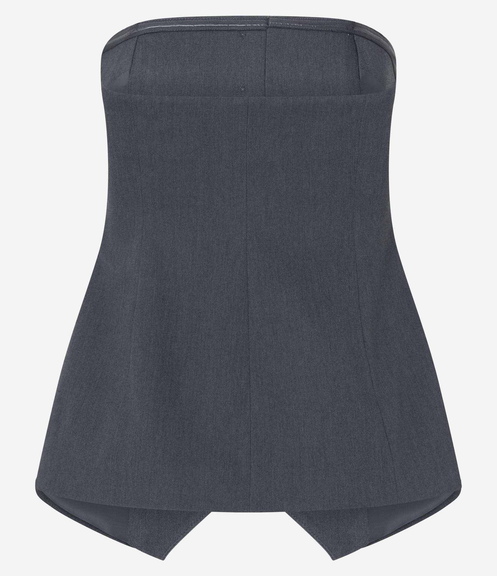 Colete Alfaiatado Sem Alça com Botões e Barra V Cinza 9