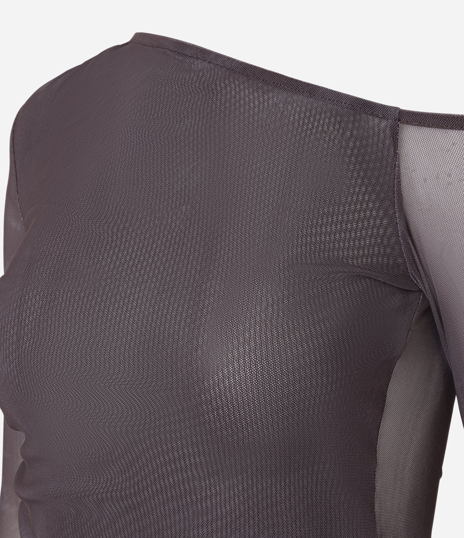 Blusa em Tule com Ponta Lateral e Estampa Abstrata Marrom 6