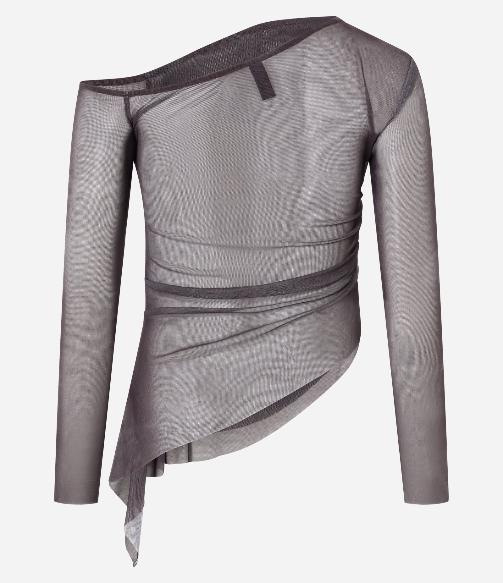 Blusa em Tule com Ponta Lateral e Estampa Abstrata Marrom 7