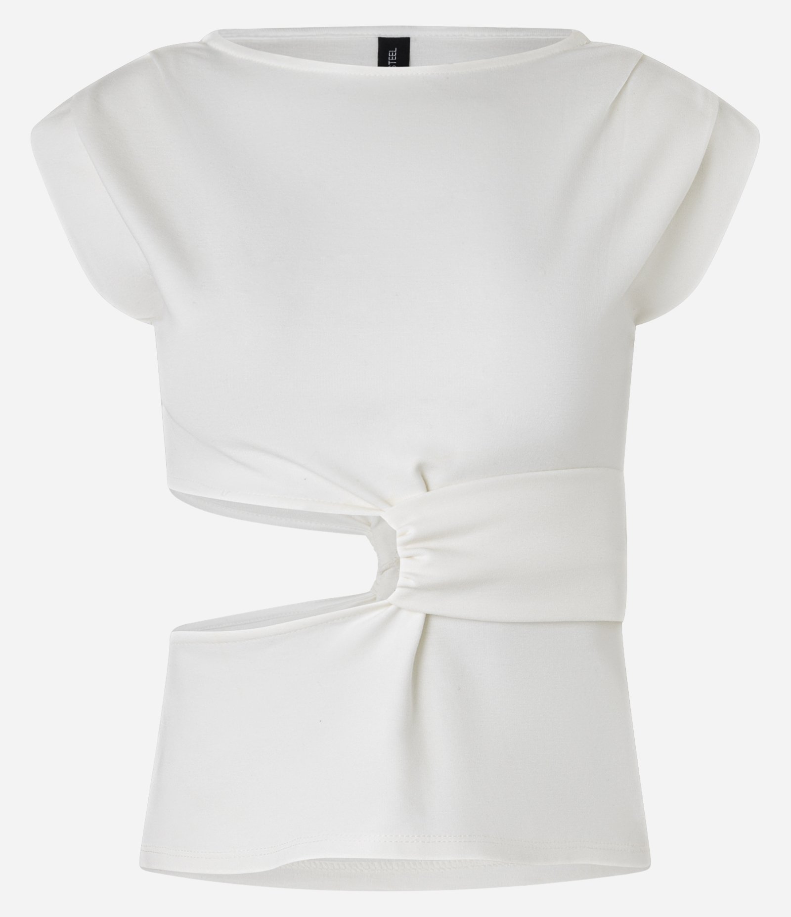 Blusa em Ponto Roma com Recorte Lateral e Pregas nos Ombros Branco 4