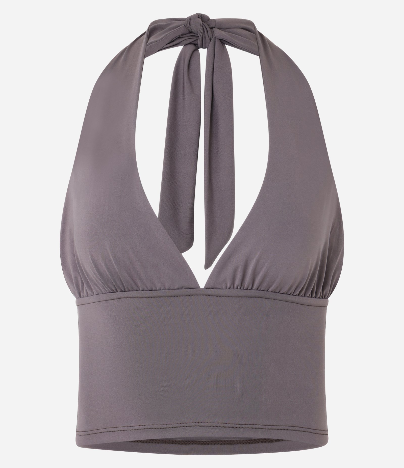 Blusa em Microfibra Frente Única com Amarração e Malha Gelada Cinza 4