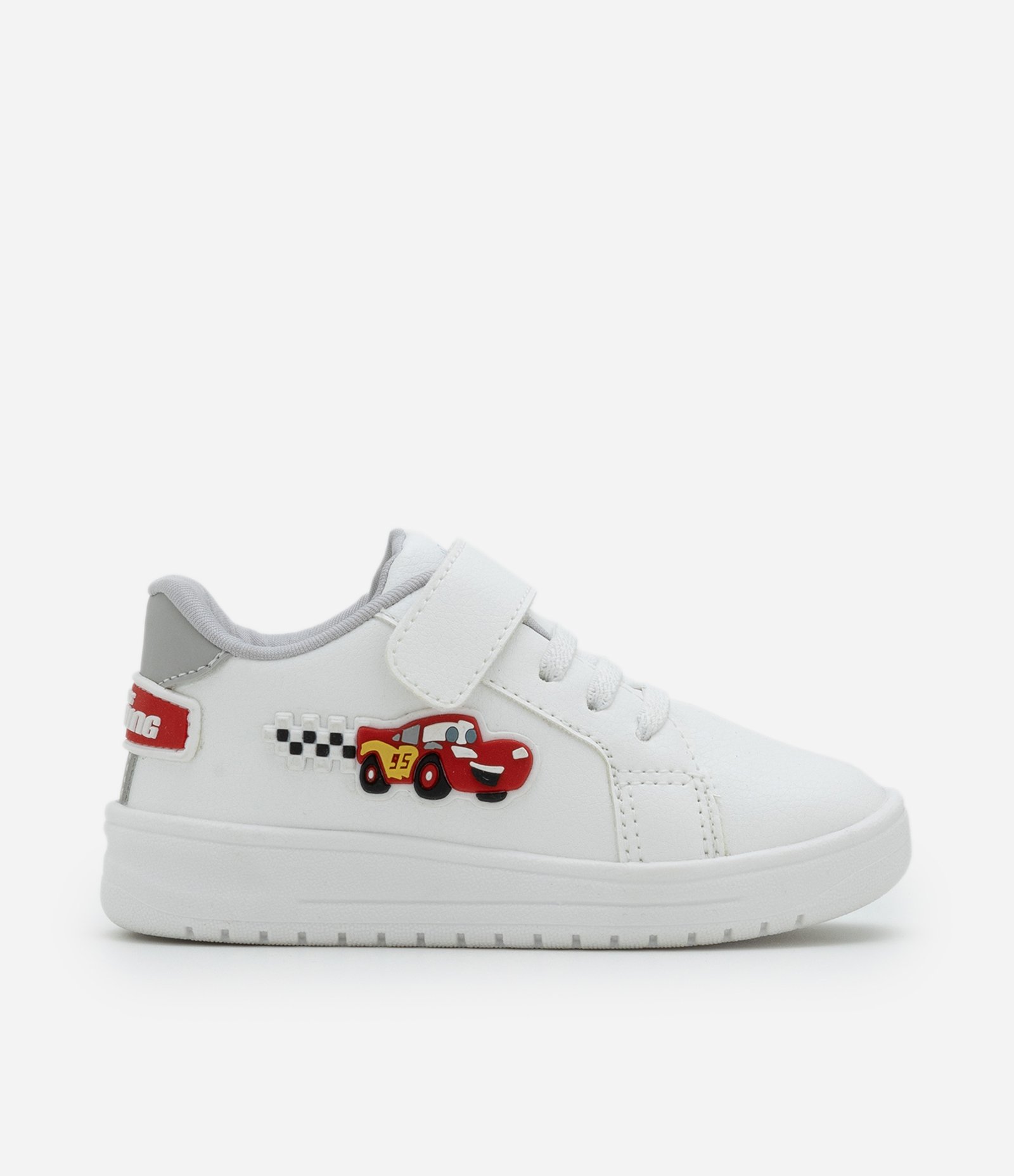 Tenis Infantil em PU com Patch Carros - Tam 20 a 27 Off White 2