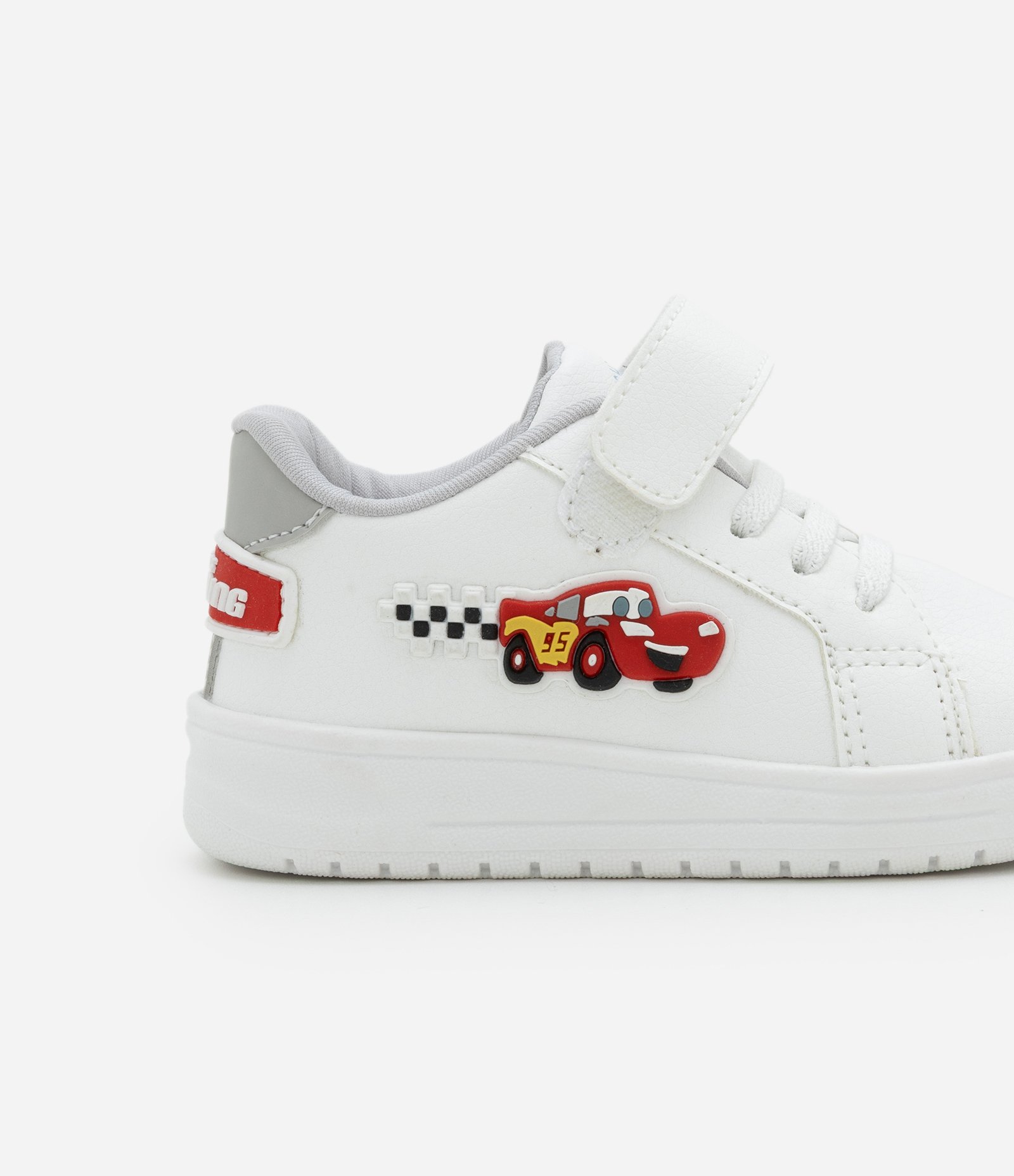 Tenis Infantil em PU com Patch Carros - Tam 20 a 27 Off White 4