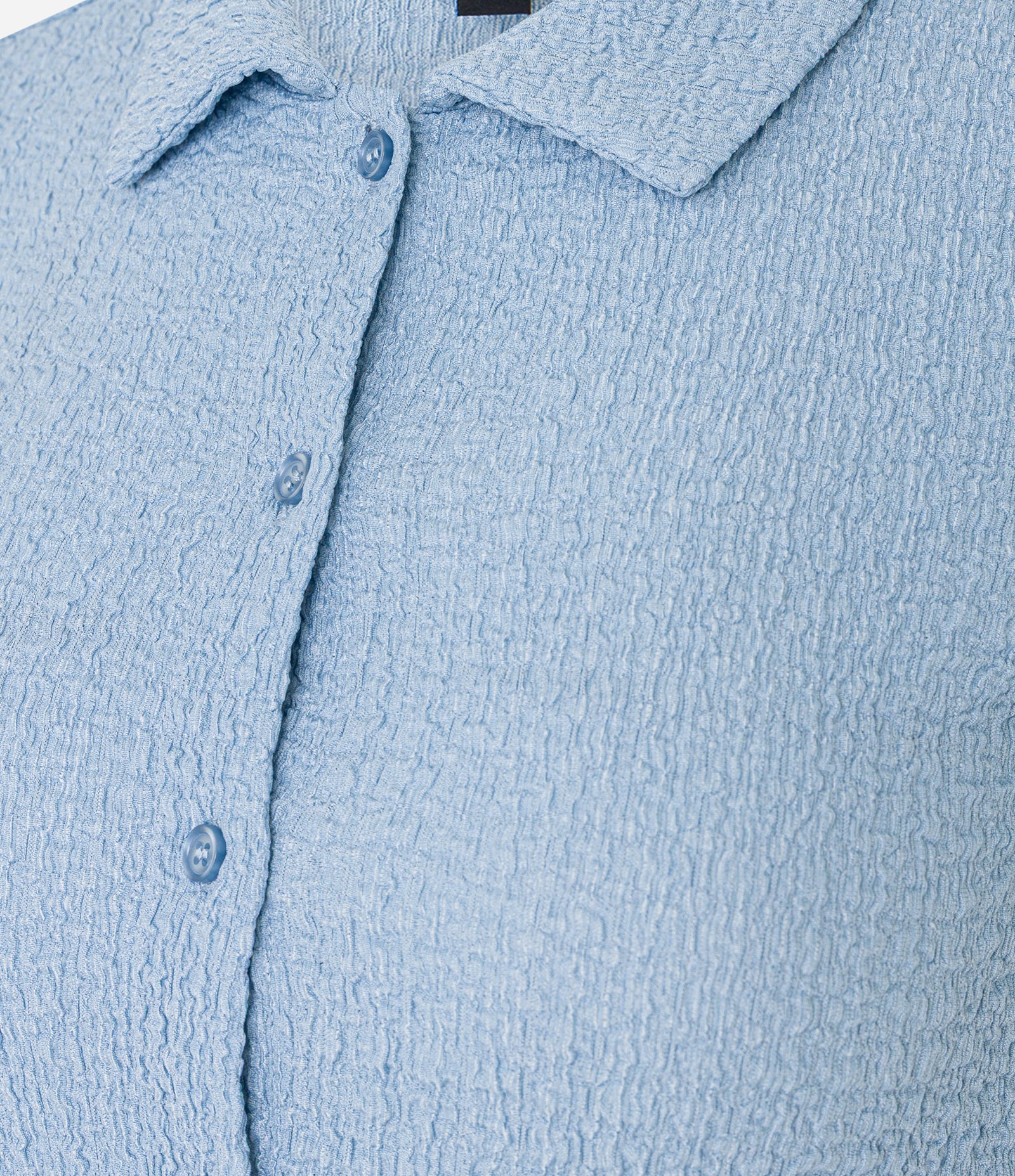 Camisa Texturizada em Cambraia com Frufru na Manga Azul 6
