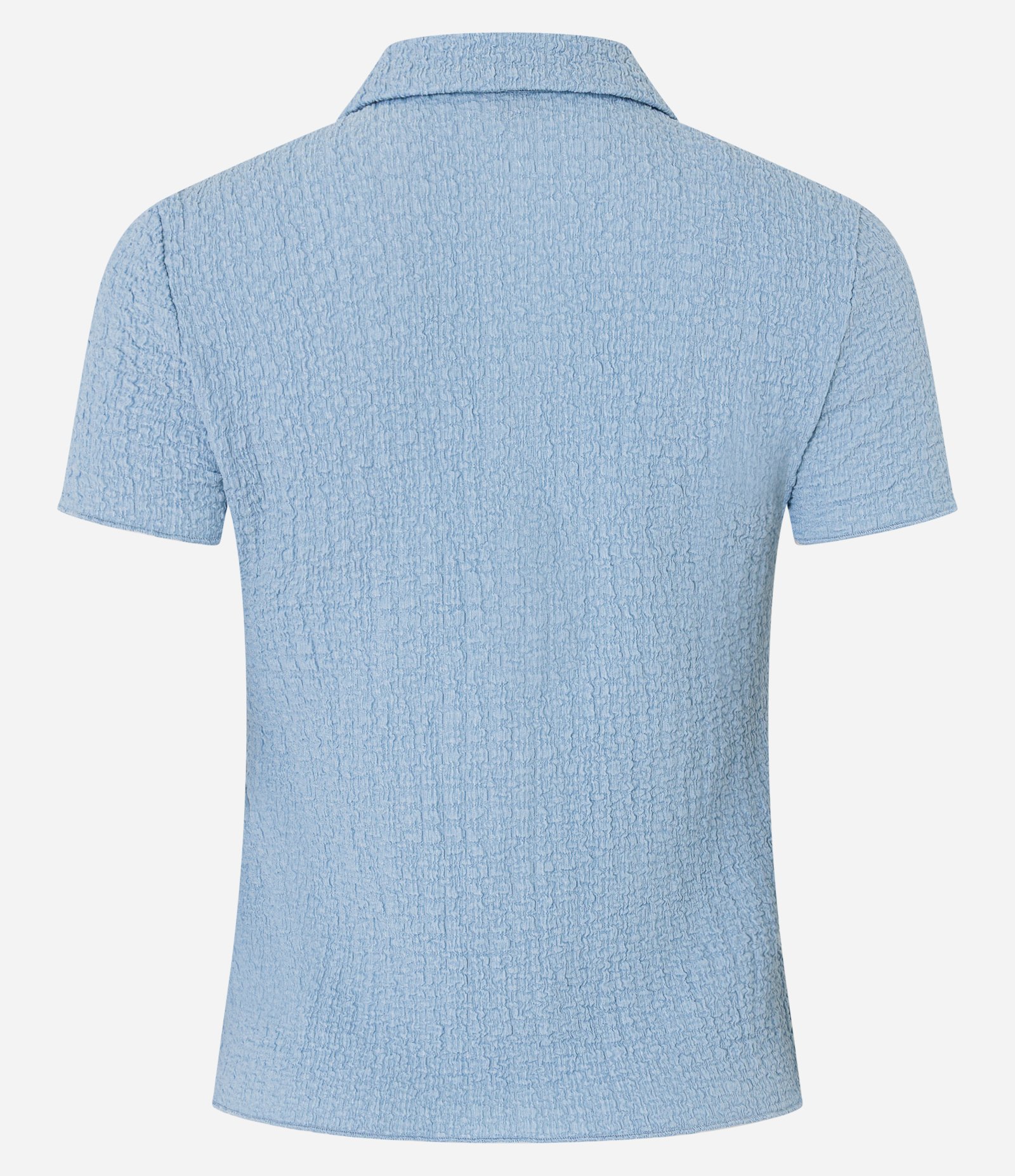 Camisa Texturizada em Cambraia com Frufru na Manga Azul 7