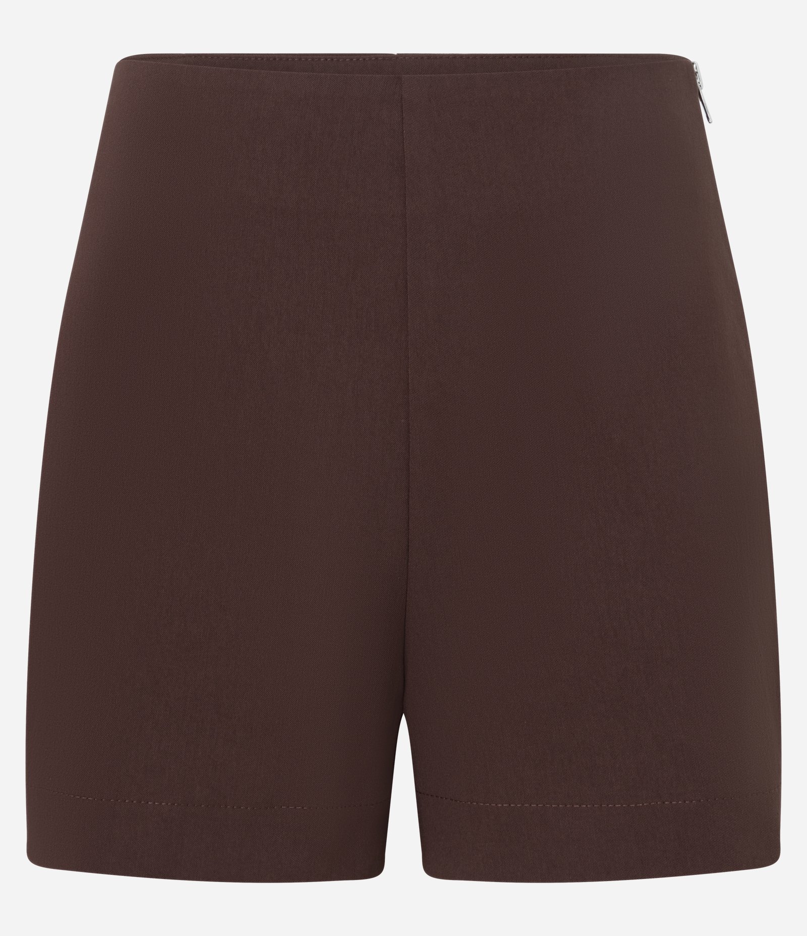 Short Curto em Bengaline com Zíper Tratorado Marrom 1