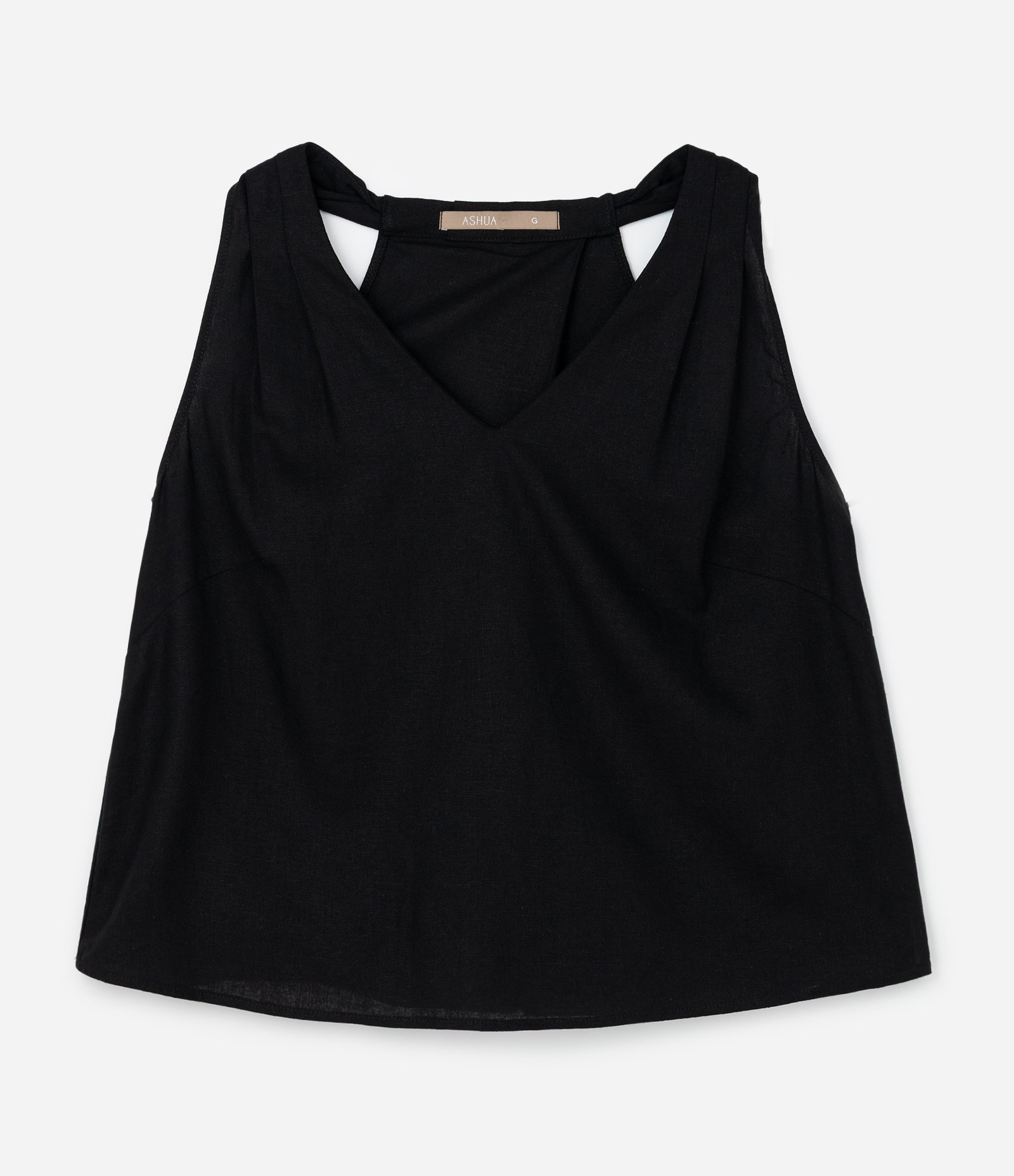 Regata em Linho Curve & Plus Size Preto 5