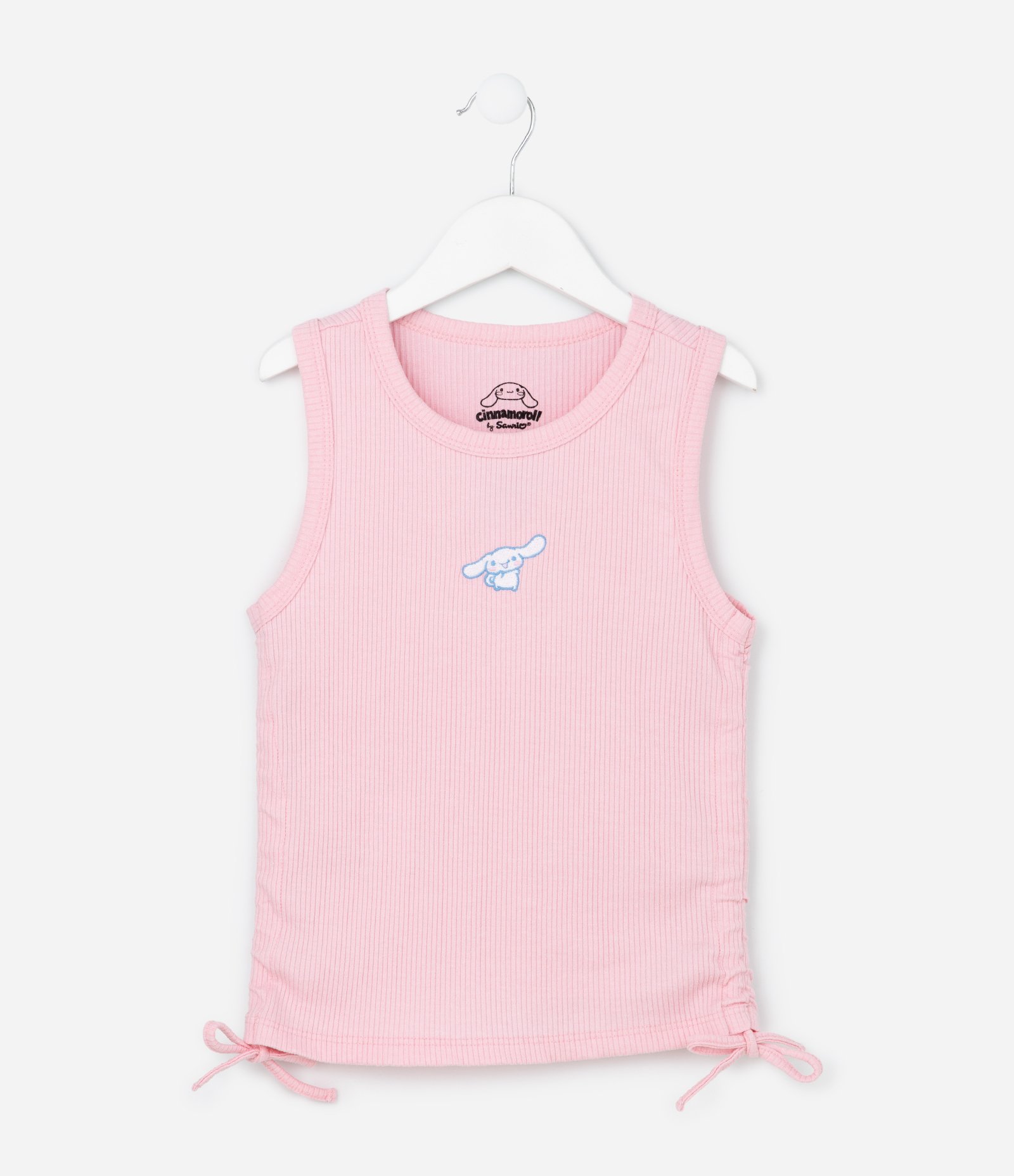 Regata Infantil com Amarração e Bordado Cinnamoroll - Tam 5 a 14 Anos Rosa 2