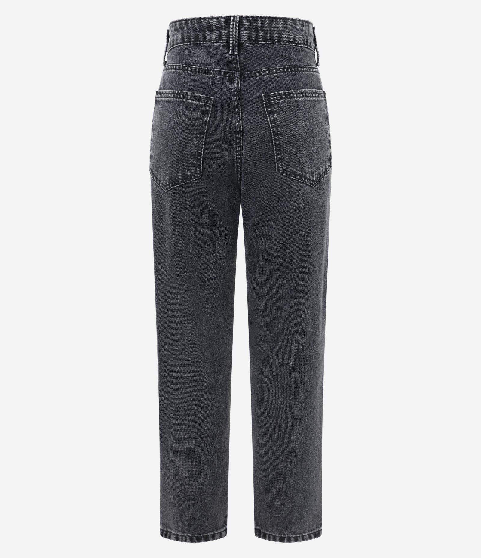 Calça Mom Comfort em Jeans com Lenço Poá Preto 6