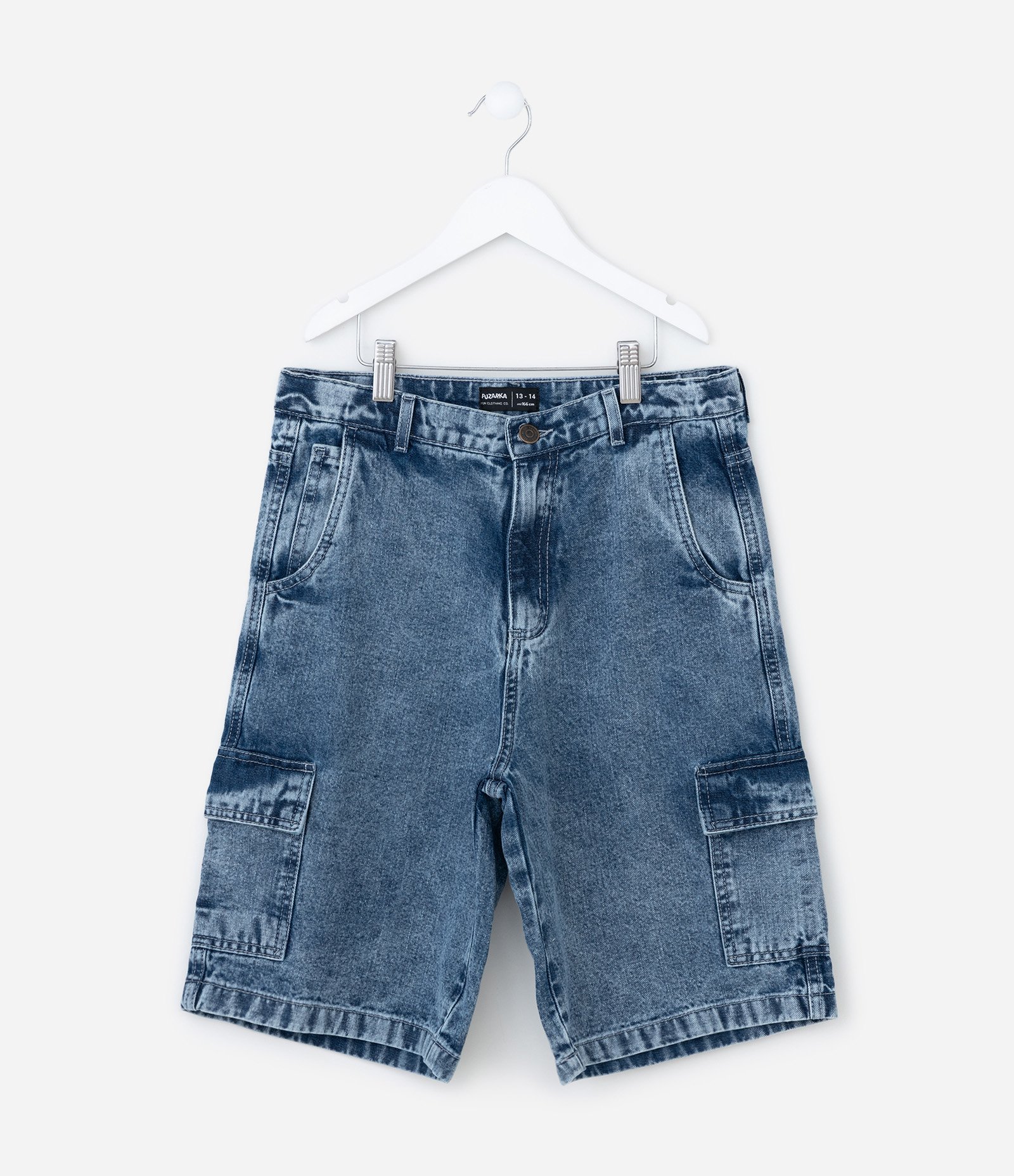 Bermuda Baggy Infantil com Bolsos Cargo - Tam 5 a 14 Anos Azul 1