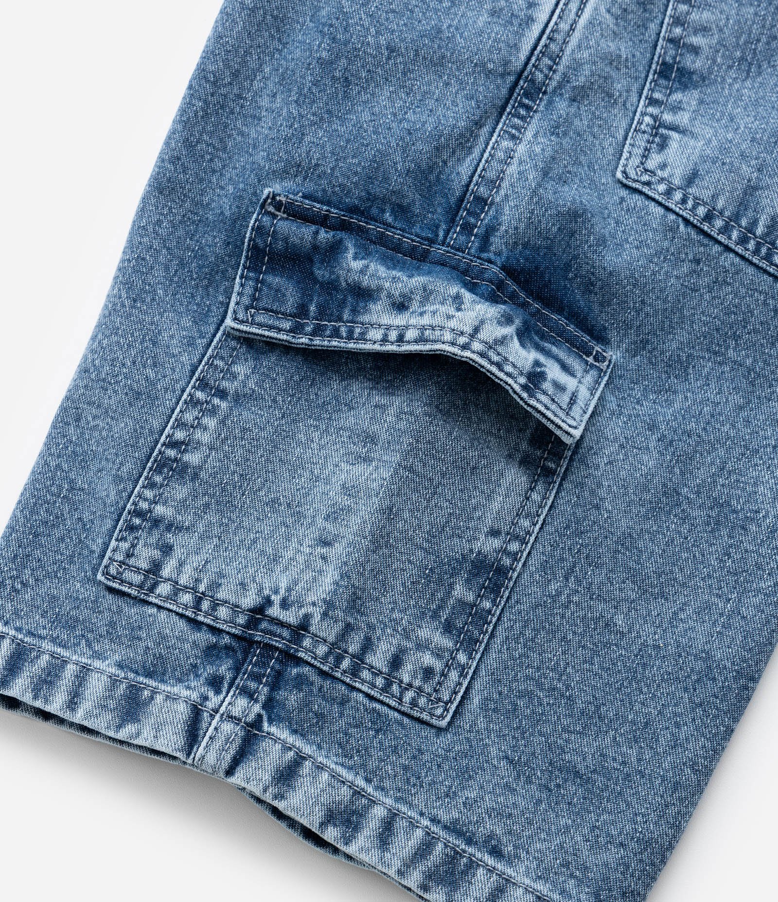 Bermuda Baggy Infantil com Bolsos Cargo - Tam 5 a 14 Anos Azul 7