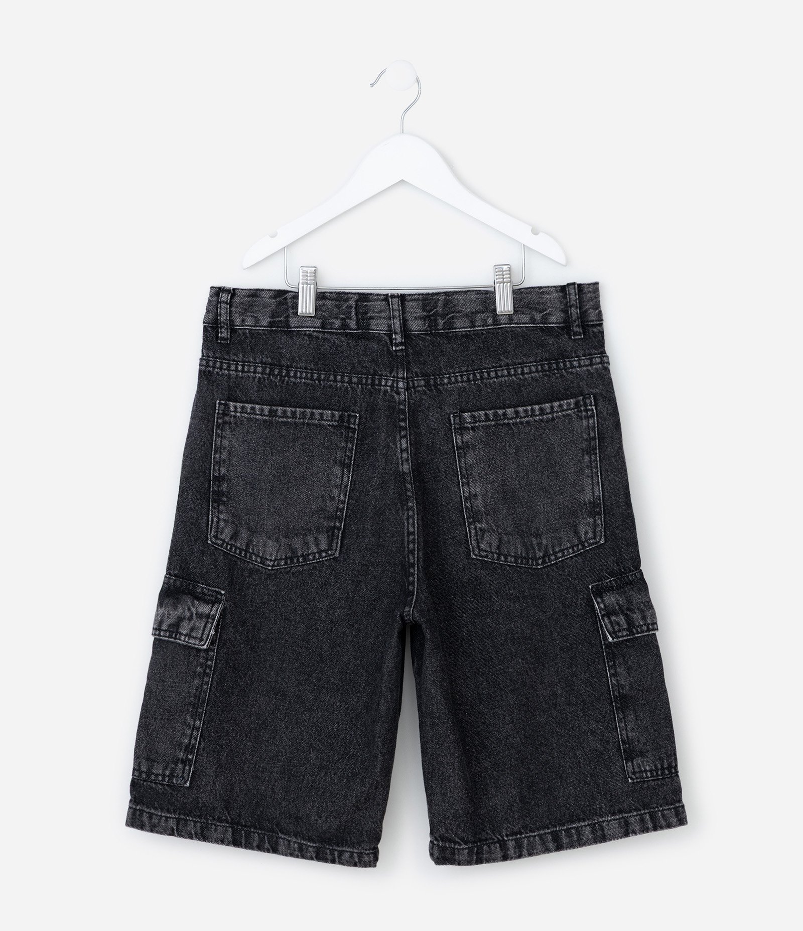Bermuda Baggy Infantil com Bolsos Cargo - Tam 5 a 14 Anos Preto 2