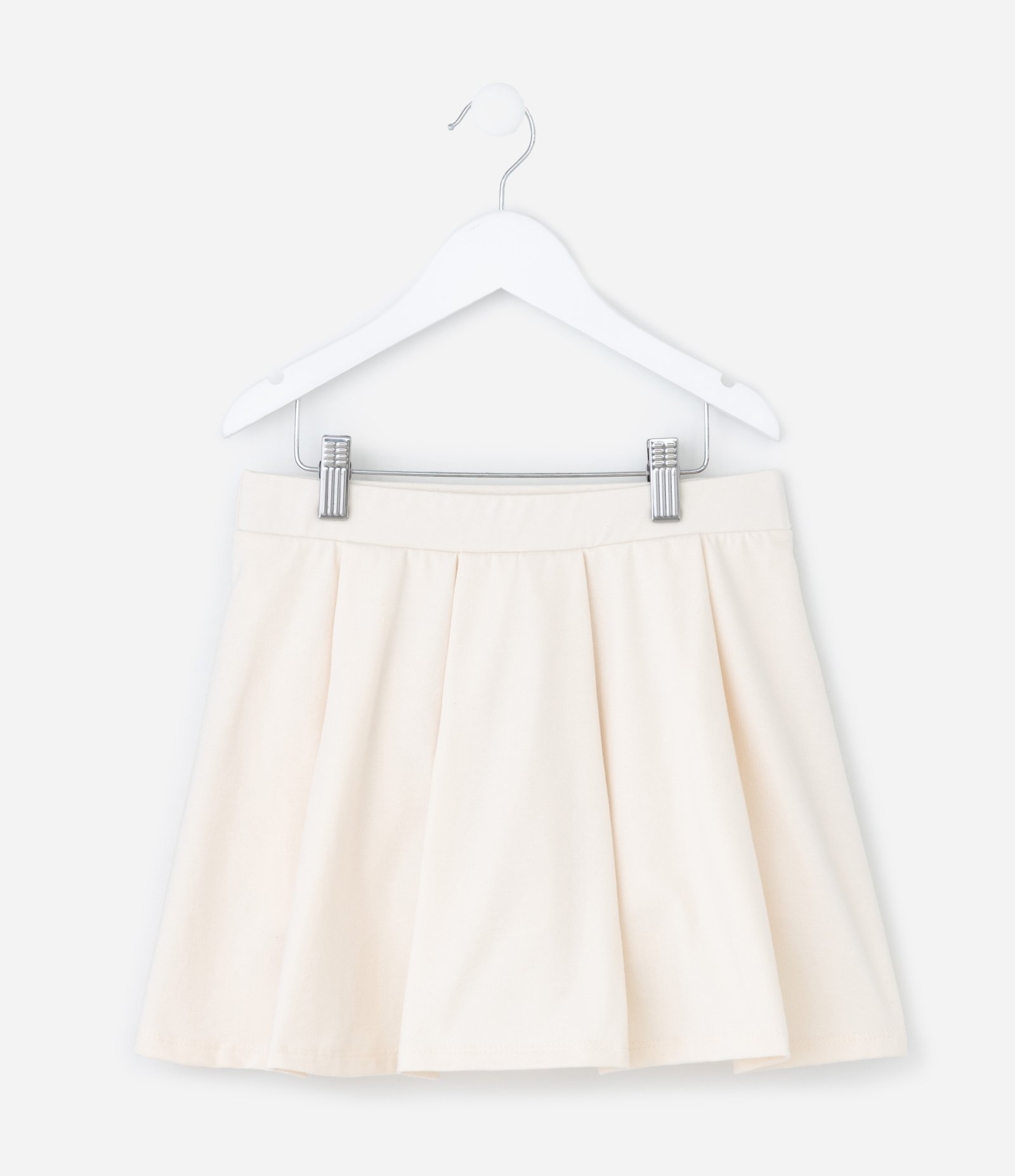 Short Saia Infantil com Pregas - Tam 5 a 14 Anos Off White 2