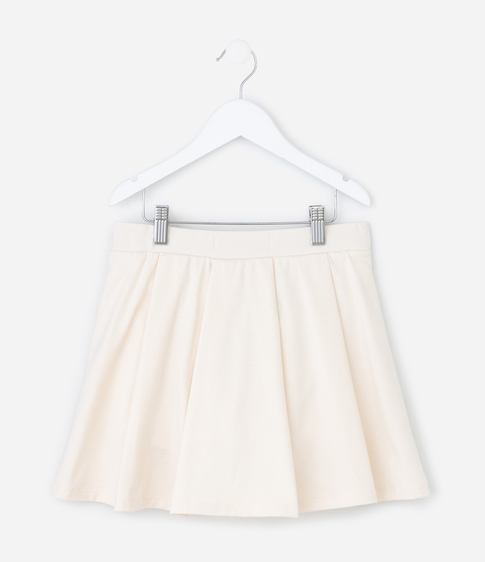Short Saia Infantil com Pregas - Tam 5 a 14 Anos Off White 3