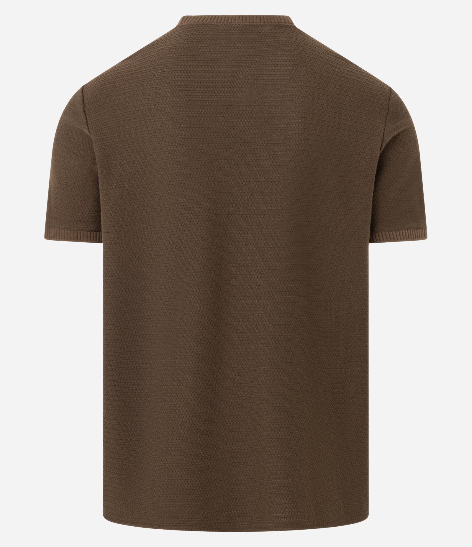 Camiseta Texturizada com Algodão e Gola Redonda Marrom 8
